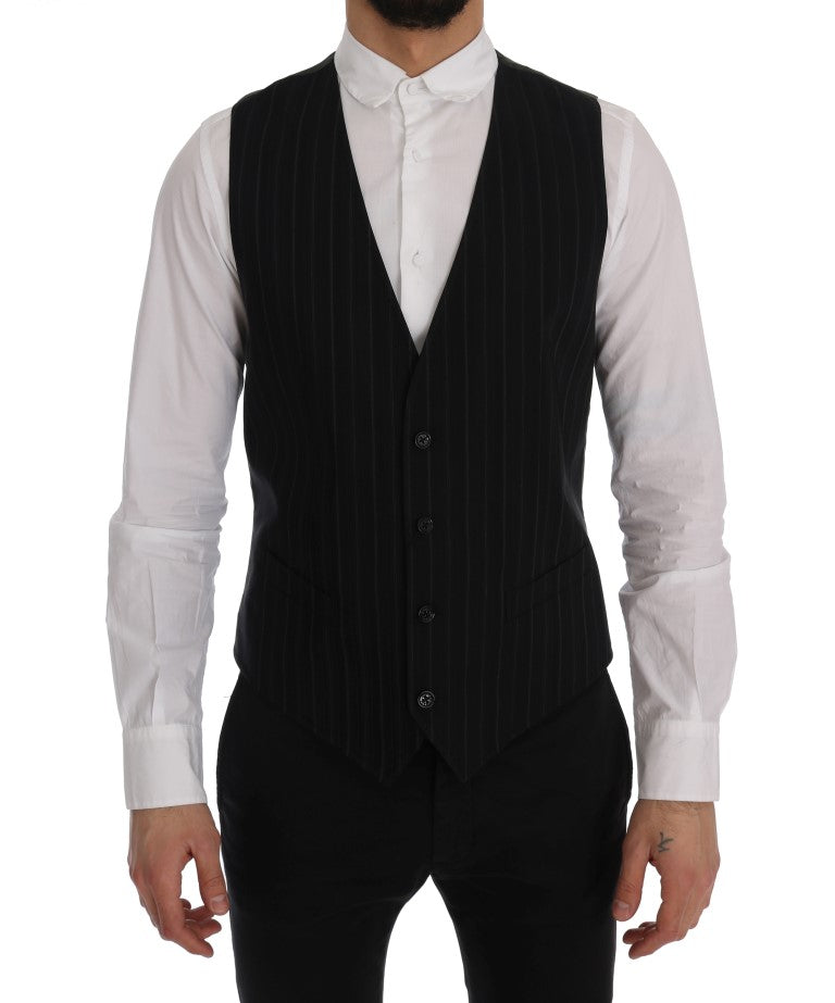 Dolce & Gabbana Black STAFF Cotton Striped Vest | Regal Royce