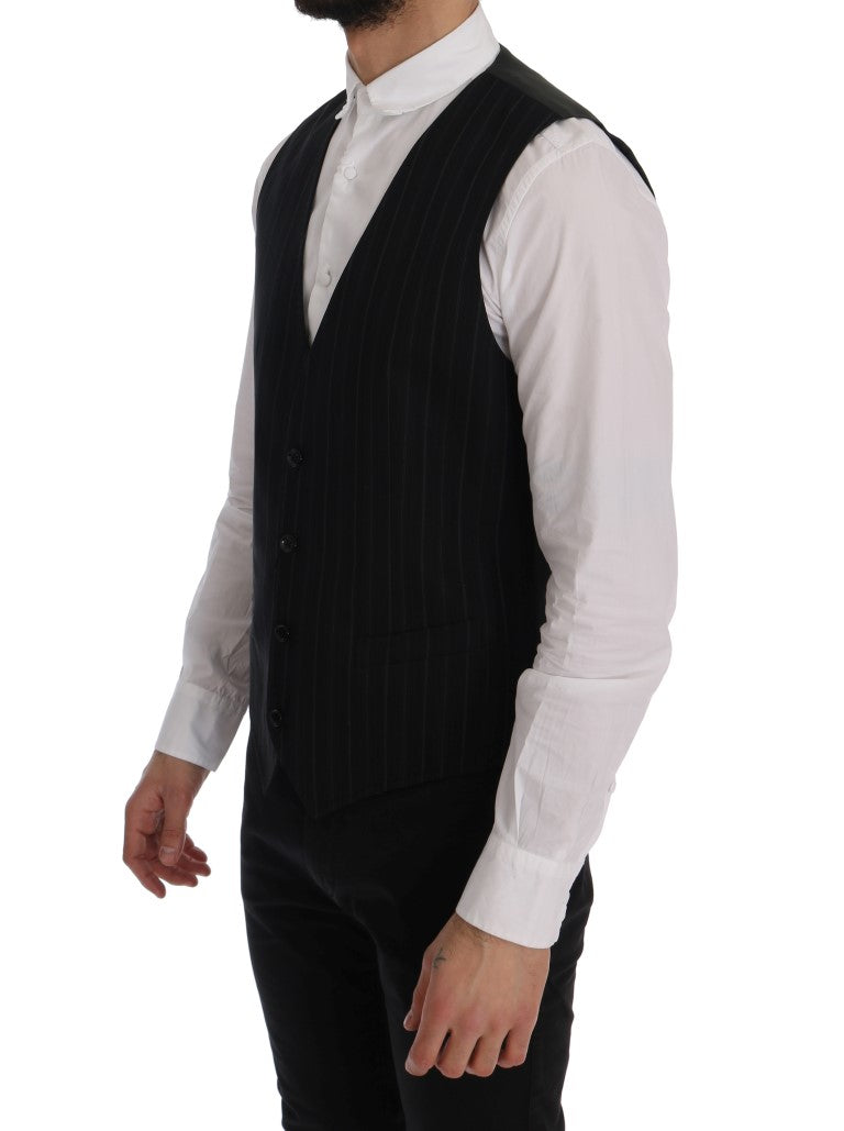 Dolce & Gabbana Black STAFF Cotton Striped Vest | Regal Royce
