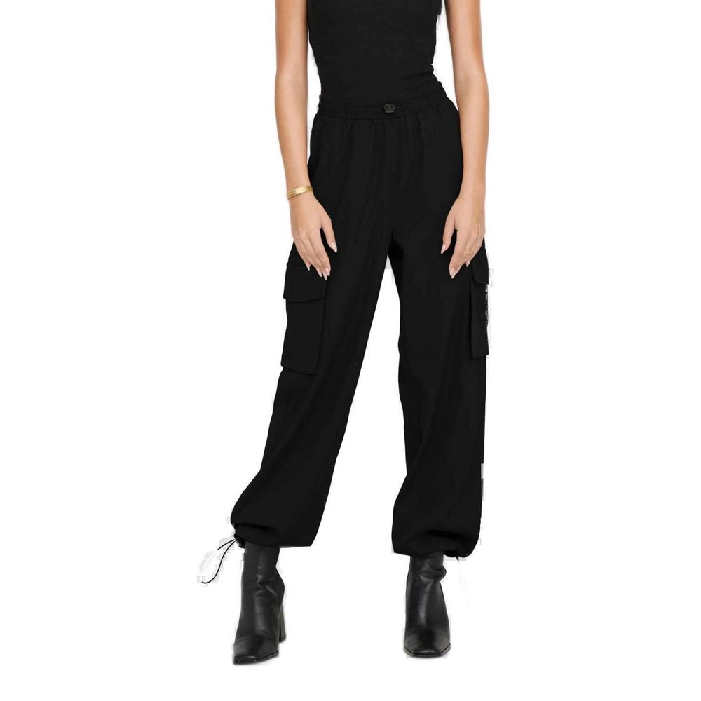 Only Black Cotton Cargo Pants | Regal Royce