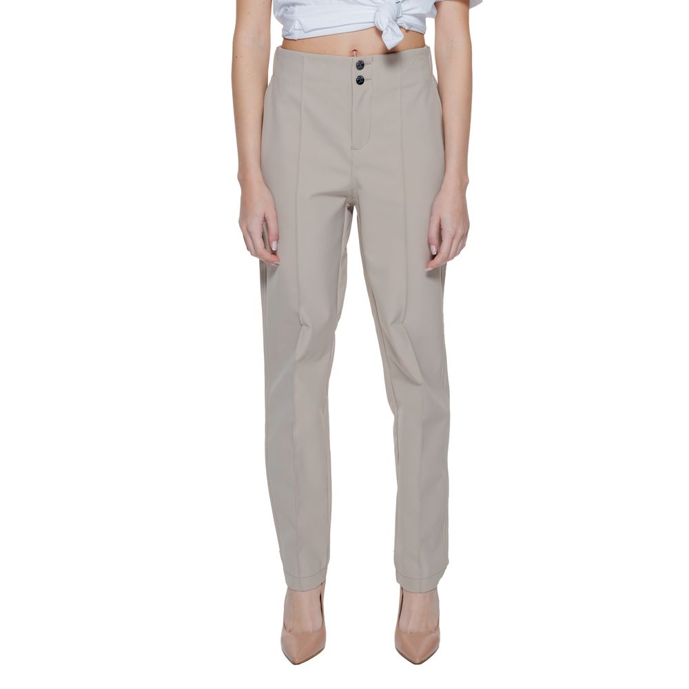 Street One Beige Polyamide Cropped Pants | Regal Royce