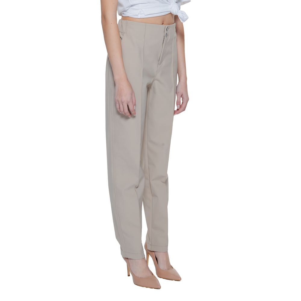 Street One Beige Polyamide Cropped Pants | Regal Royce