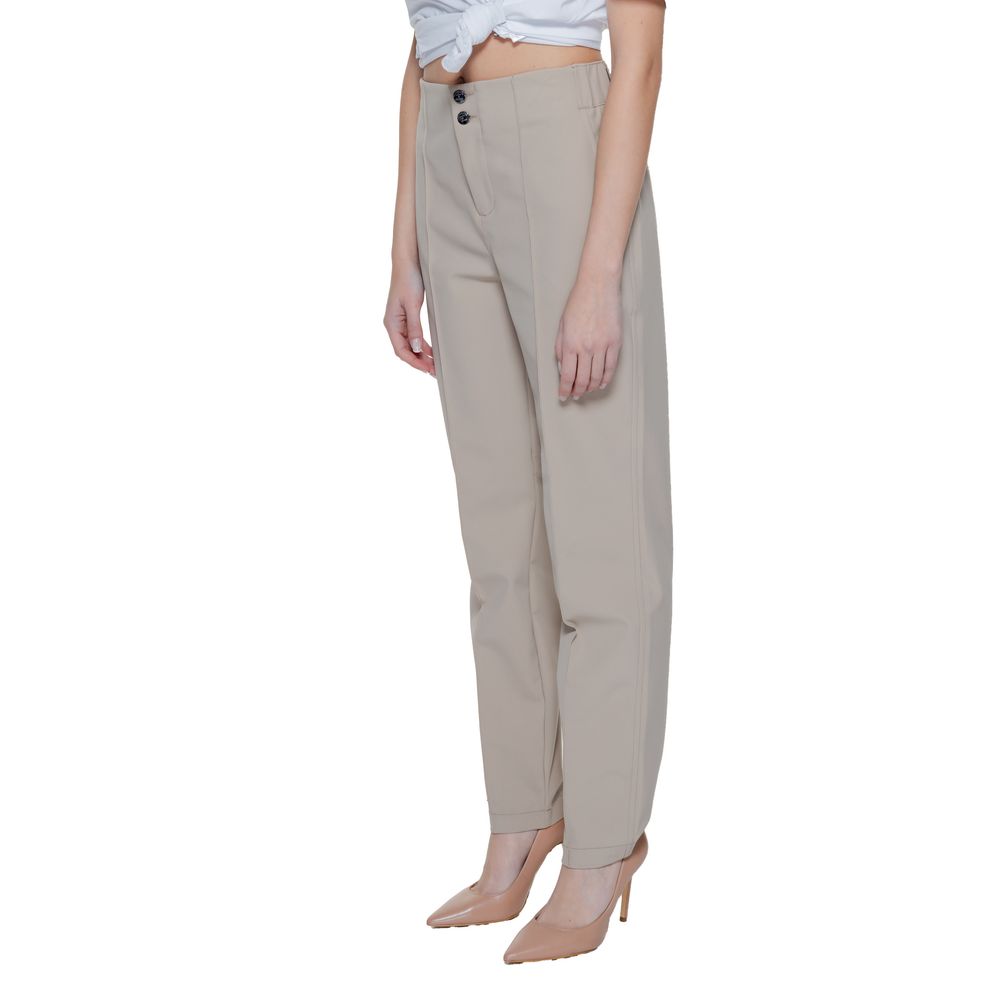 Street One Beige Polyamide Cropped Pants | Regal Royce