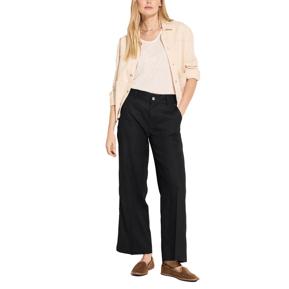 Street One Black Linen Casual Pants | Regal Royce