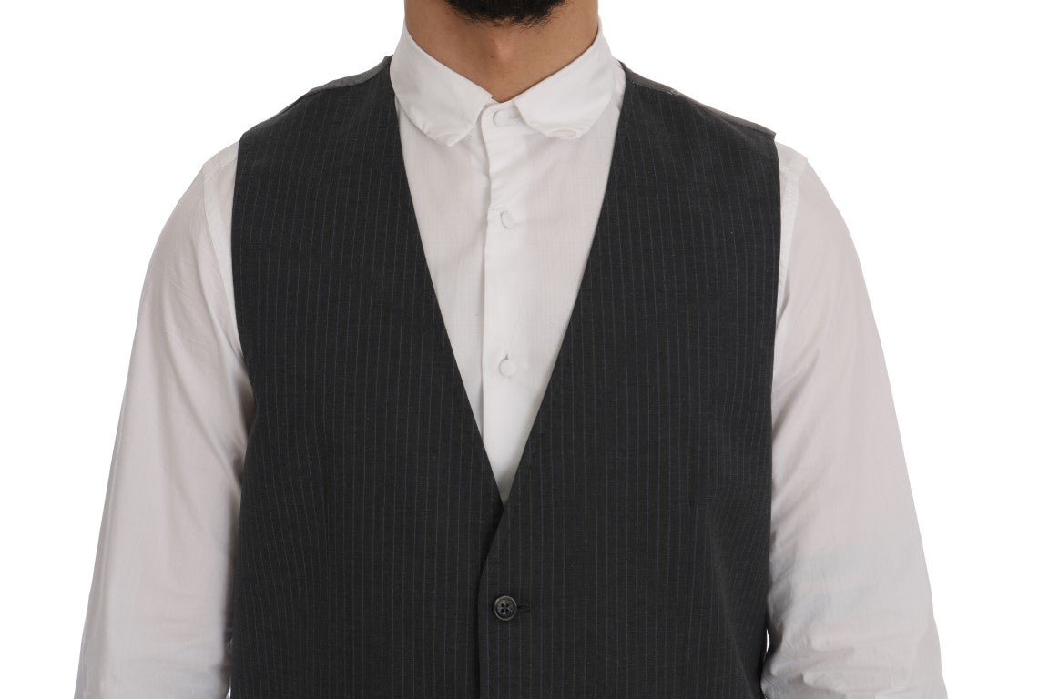 Dolce & Gabbana Gray STAFF Cotton Striped Vest | Regal Royce