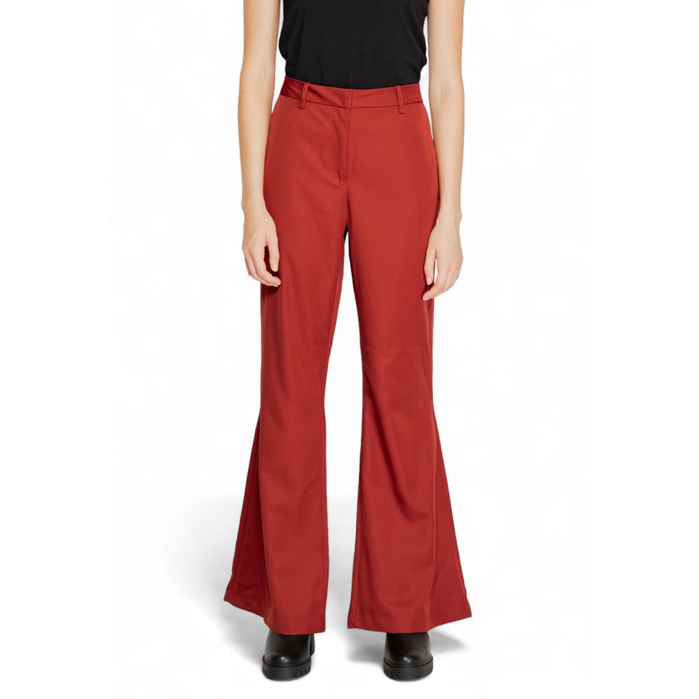 Vero Moda Red Polyester Flared Pants | Regal Royce