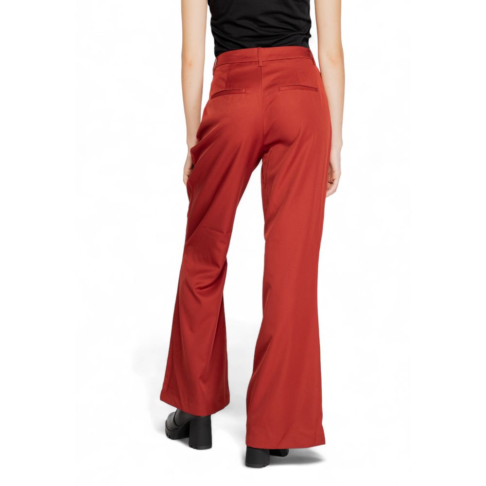 Vero Moda Red Polyester Flared Pants | Regal Royce