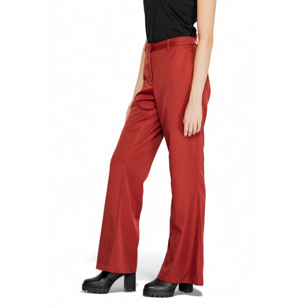 Vero Moda Red Polyester Flared Pants | Regal Royce