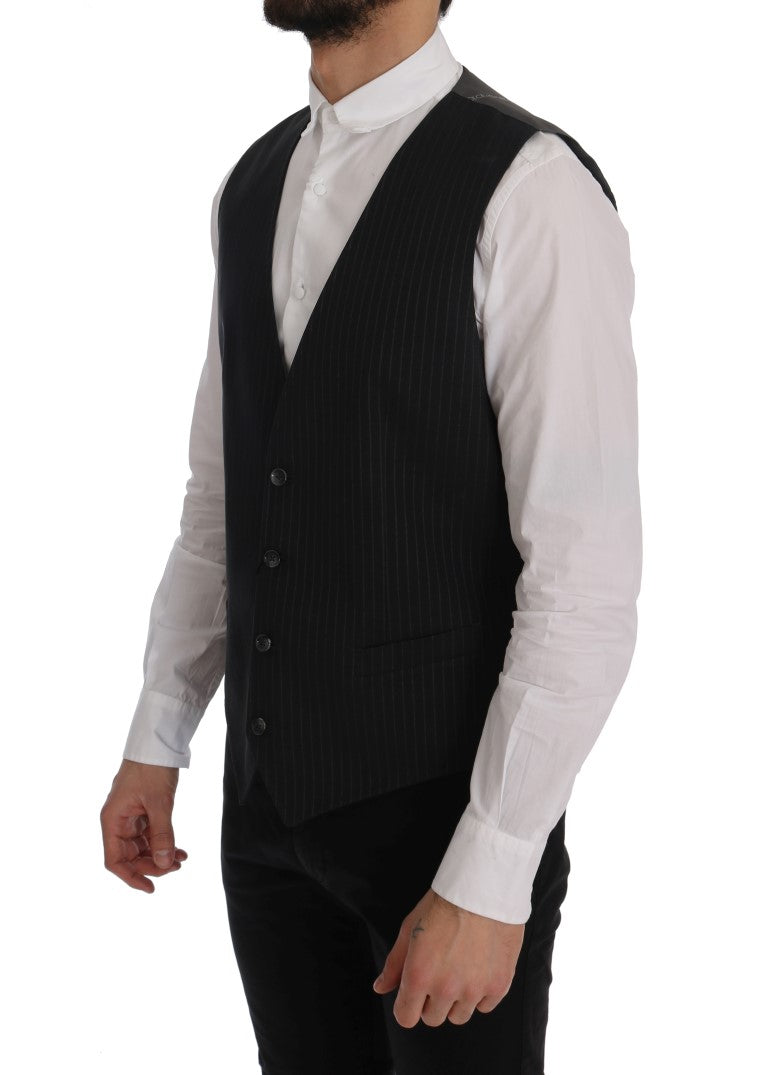 Dolce & Gabbana Gray STAFF Cotton Striped Vest | Regal Royce