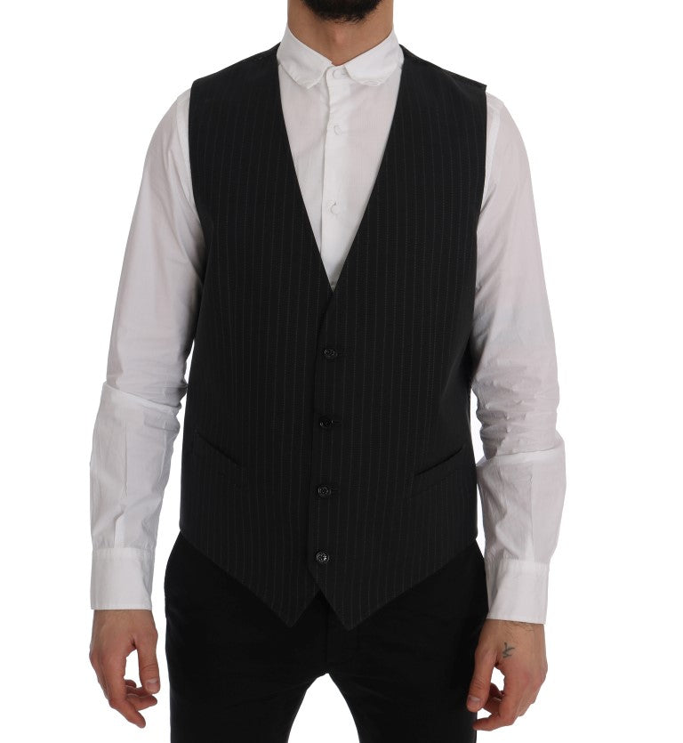 Dolce & Gabbana Gray STAFF Cotton Striped Vest | Regal Royce