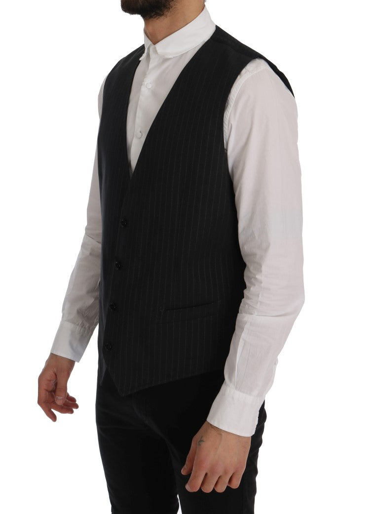 Dolce & Gabbana Gray STAFF Cotton Striped Vest | Regal Royce