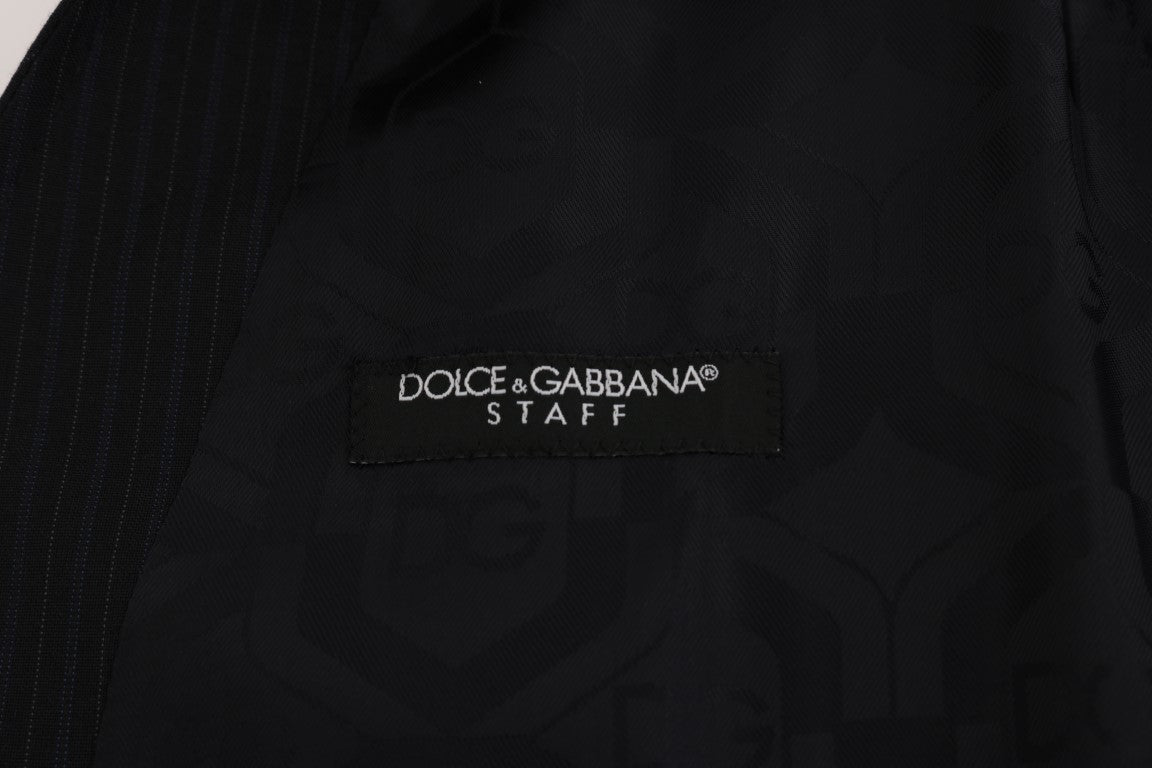 Dolce & Gabbana Black STAFF Wool Striped Vest | Regal Royce