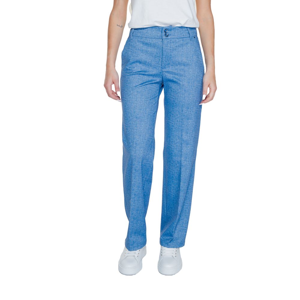 Street One Blue Polyester Casual Pants | Regal Royce