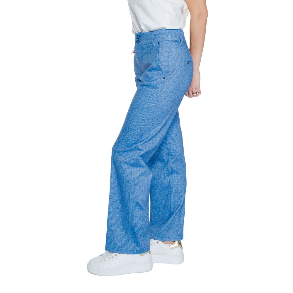 Street One Blue Polyester Casual Pants | Regal Royce