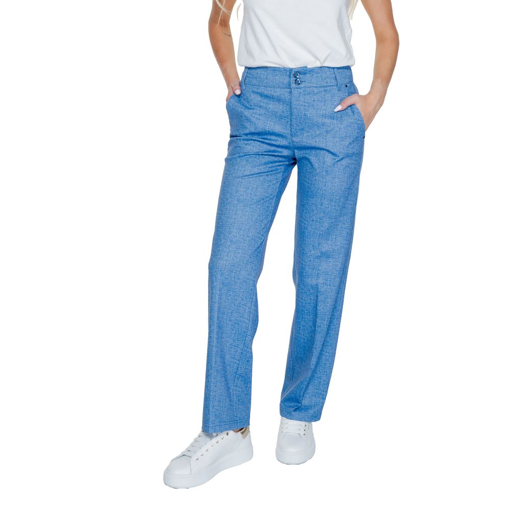 Street One Blue Polyester Casual Pants | Regal Royce