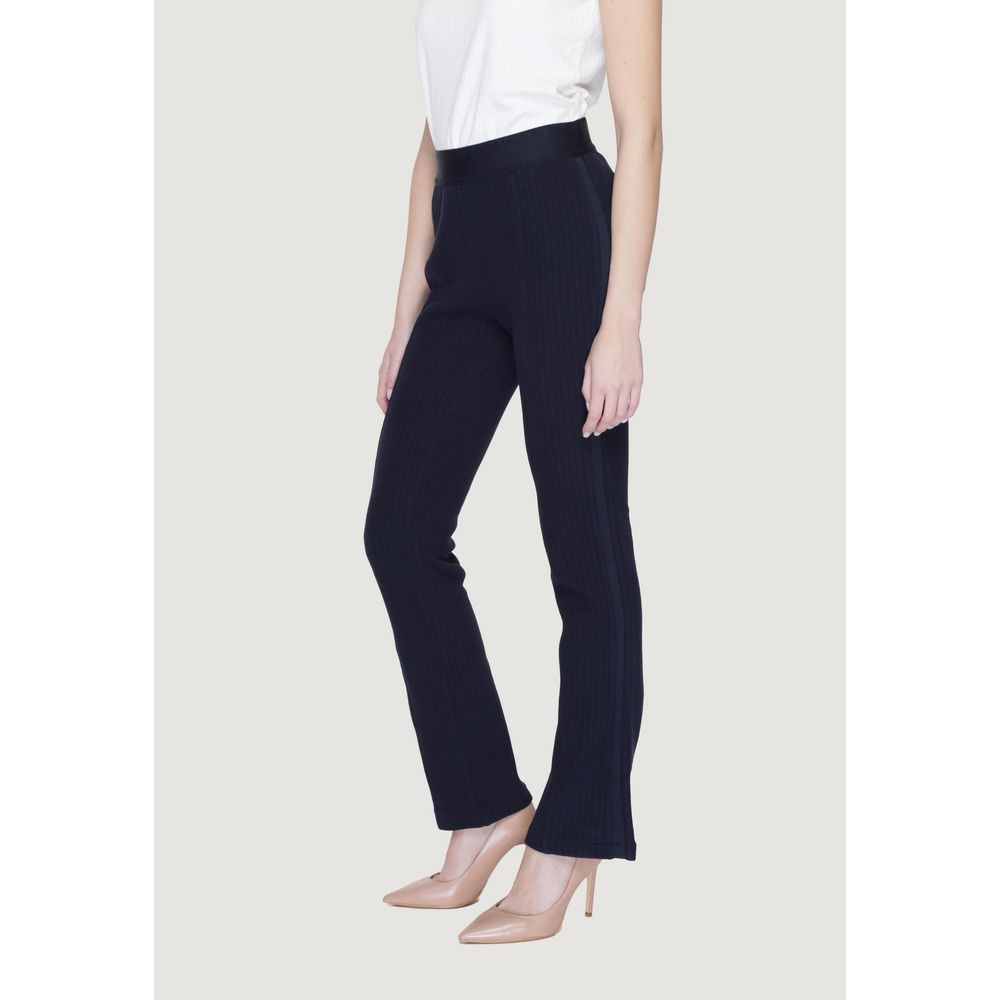 Street One Blue Cotton Flared Pants | Regal Royce