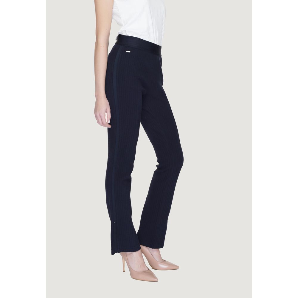 Street One Blue Cotton Flared Pants | Regal Royce