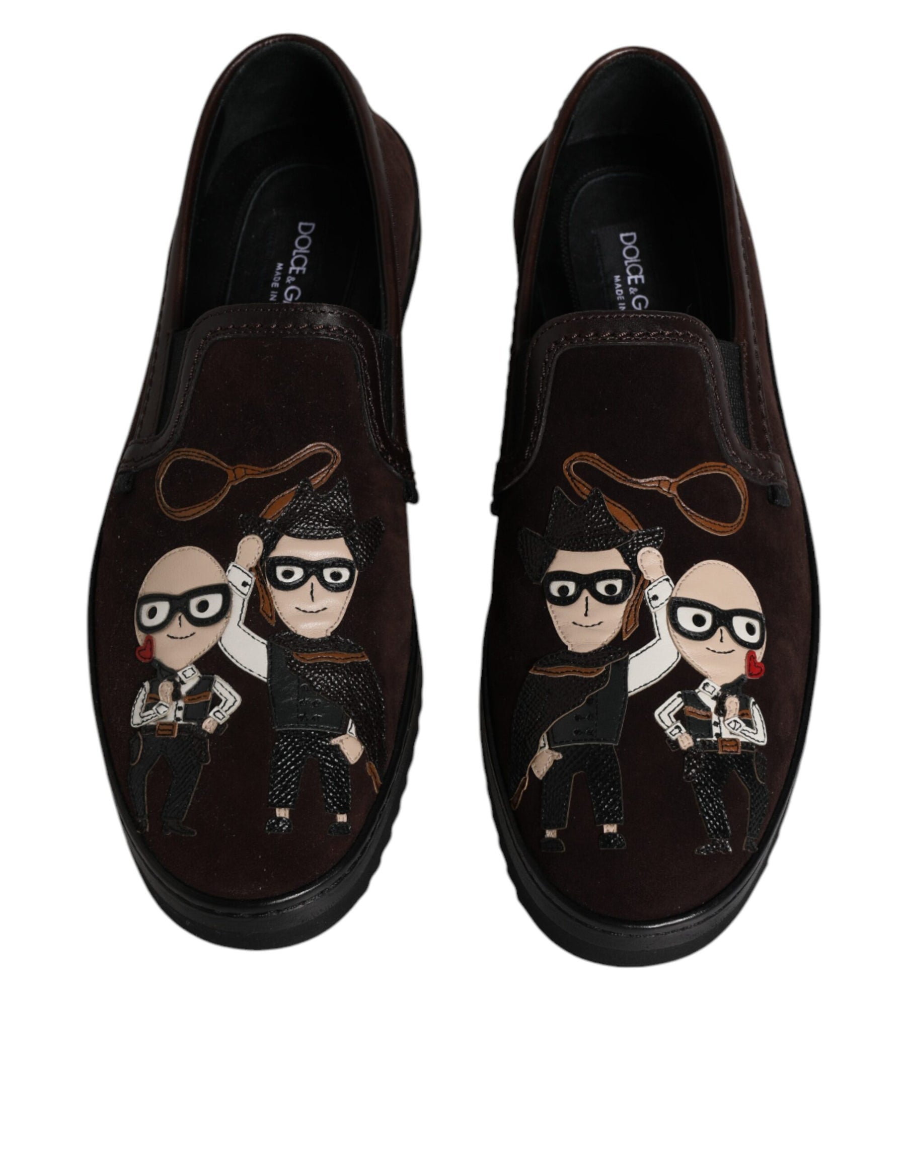 Dolce & Gabbana Brown Suede DG Family Slip On Flats Shoes | Regal Royce