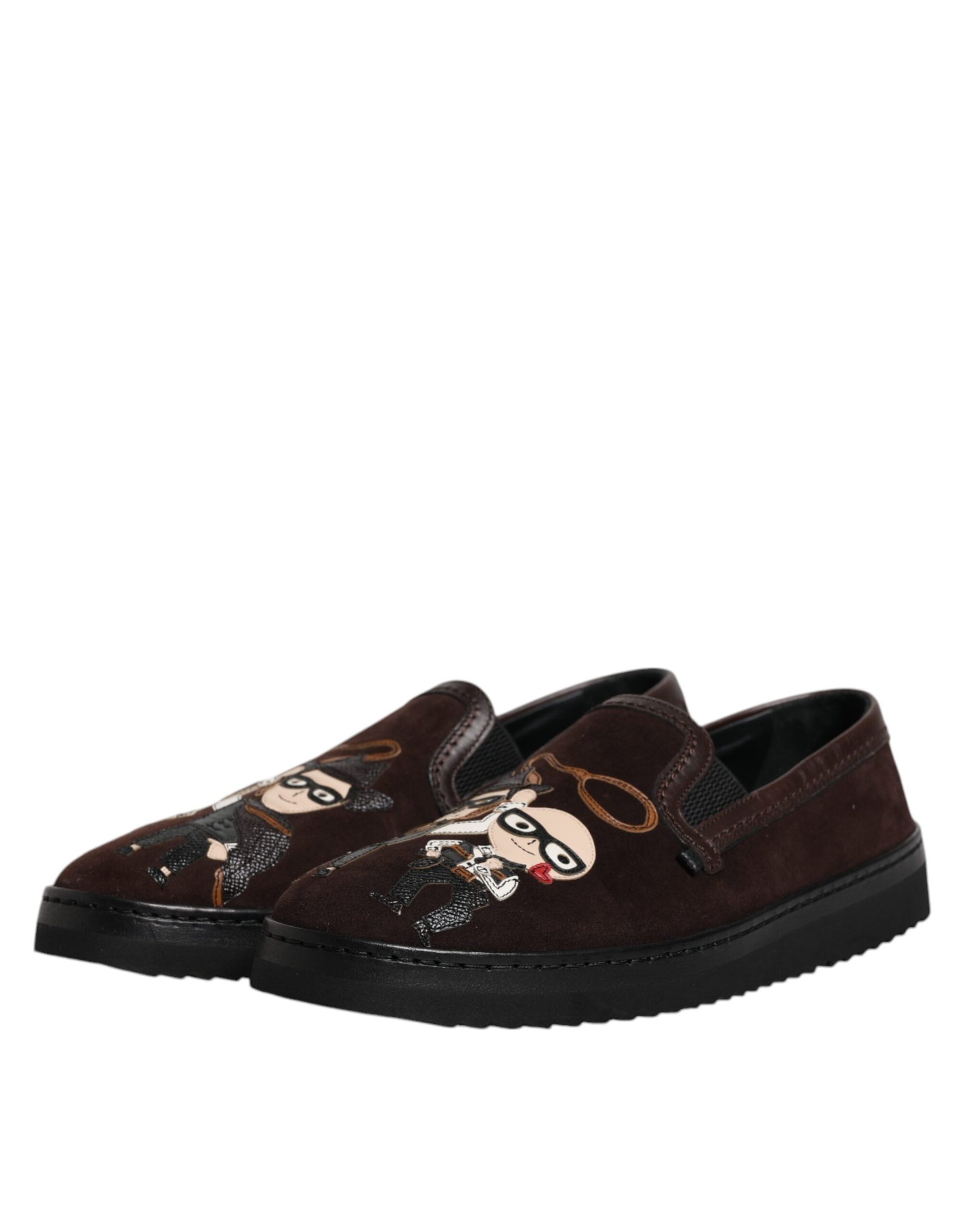 Dolce & Gabbana Brown Suede DG Family Slip On Flats Shoes | Regal Royce