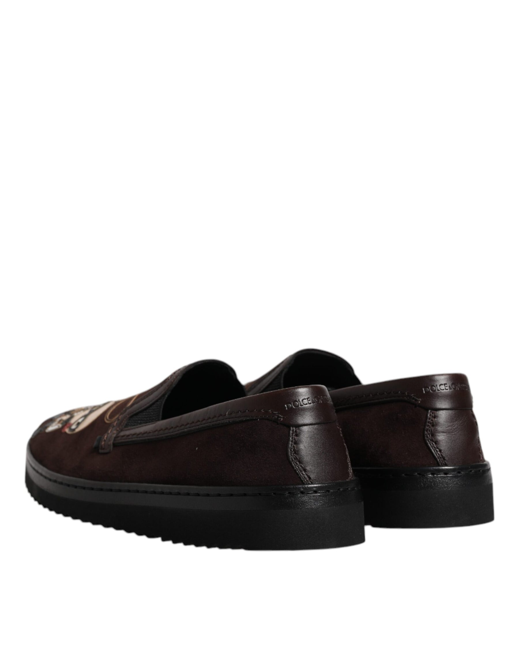 Dolce & Gabbana Brown Suede DG Family Slip On Flats Shoes | Regal Royce