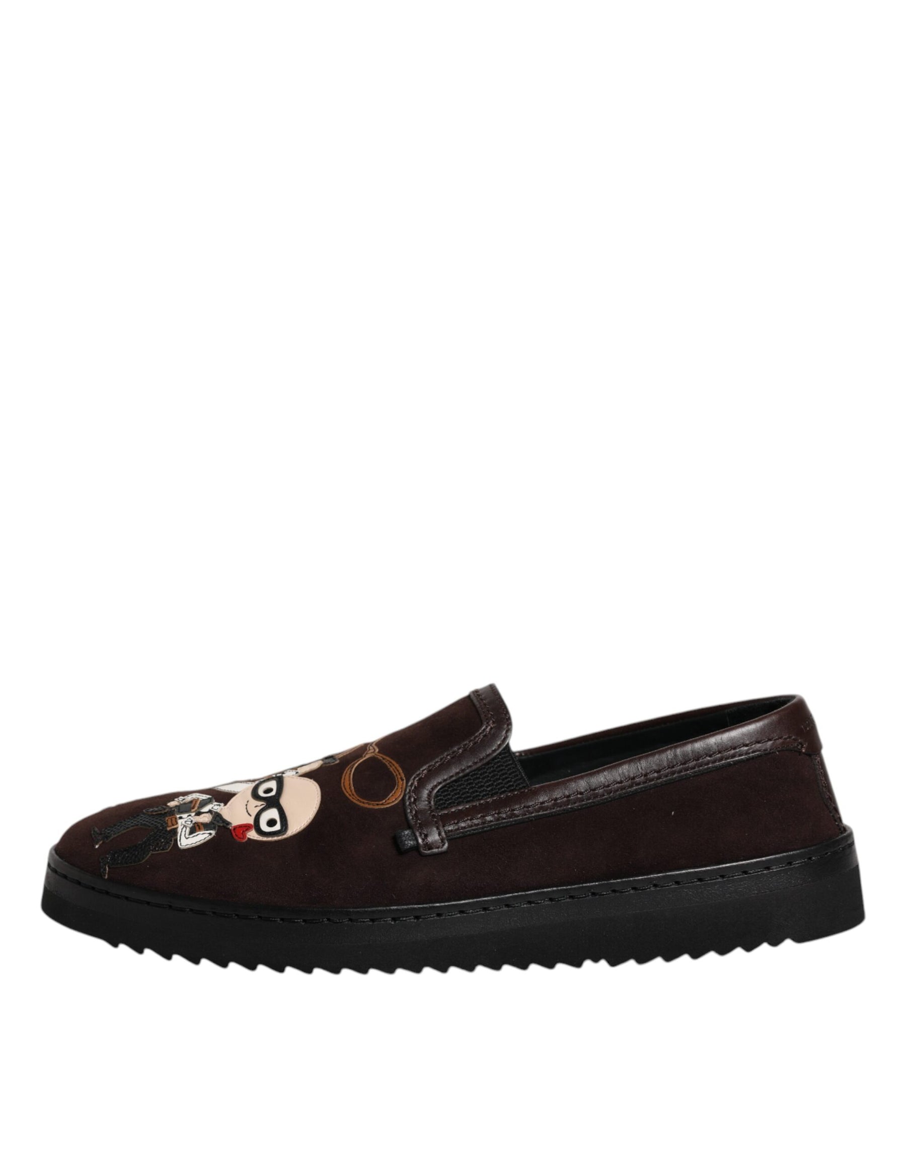 Dolce & Gabbana Brown Suede DG Family Slip On Flats Shoes | Regal Royce