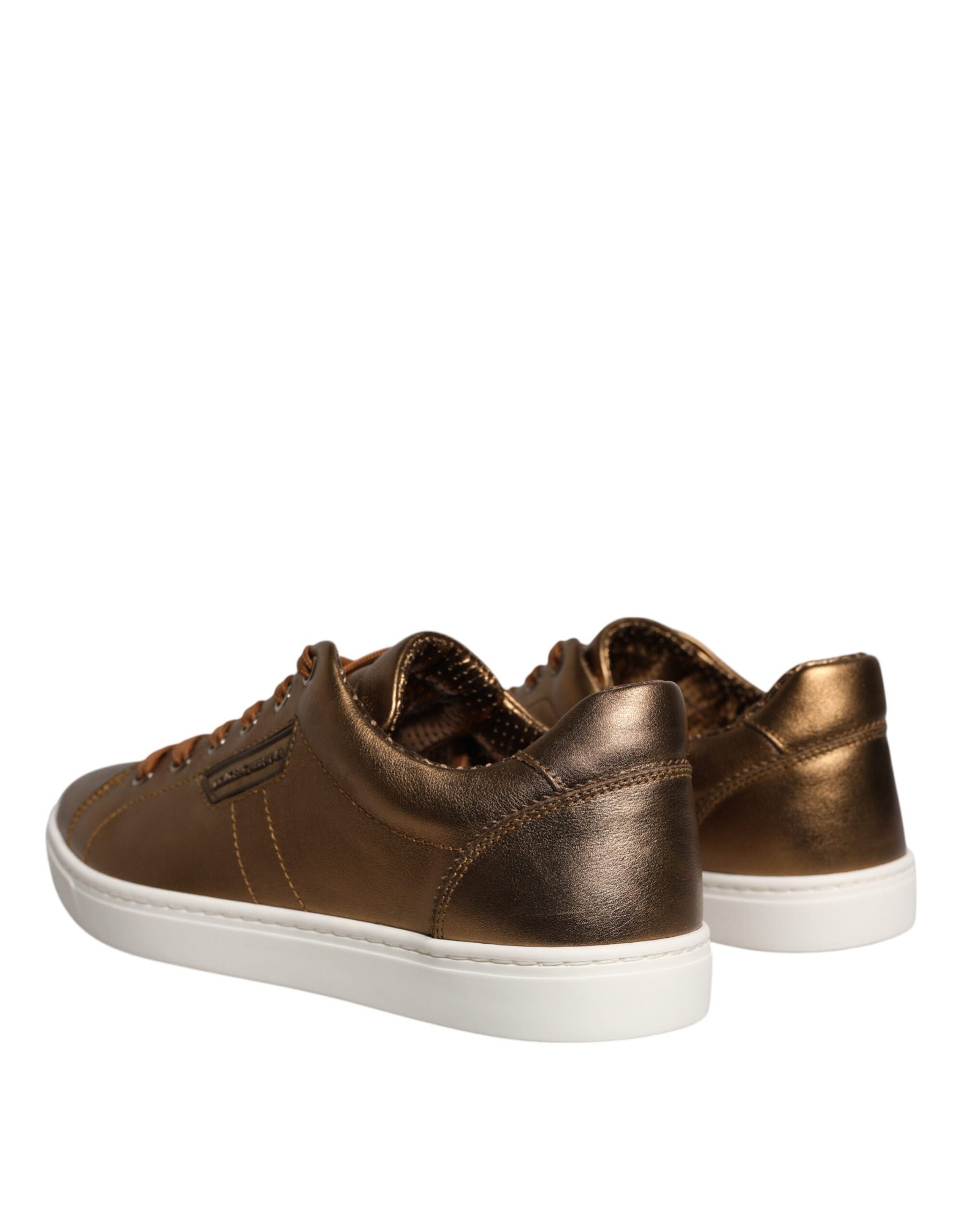 Dolce & Gabbana Gold Leather Logo London Men Sneaker Shoes | Regal Royce