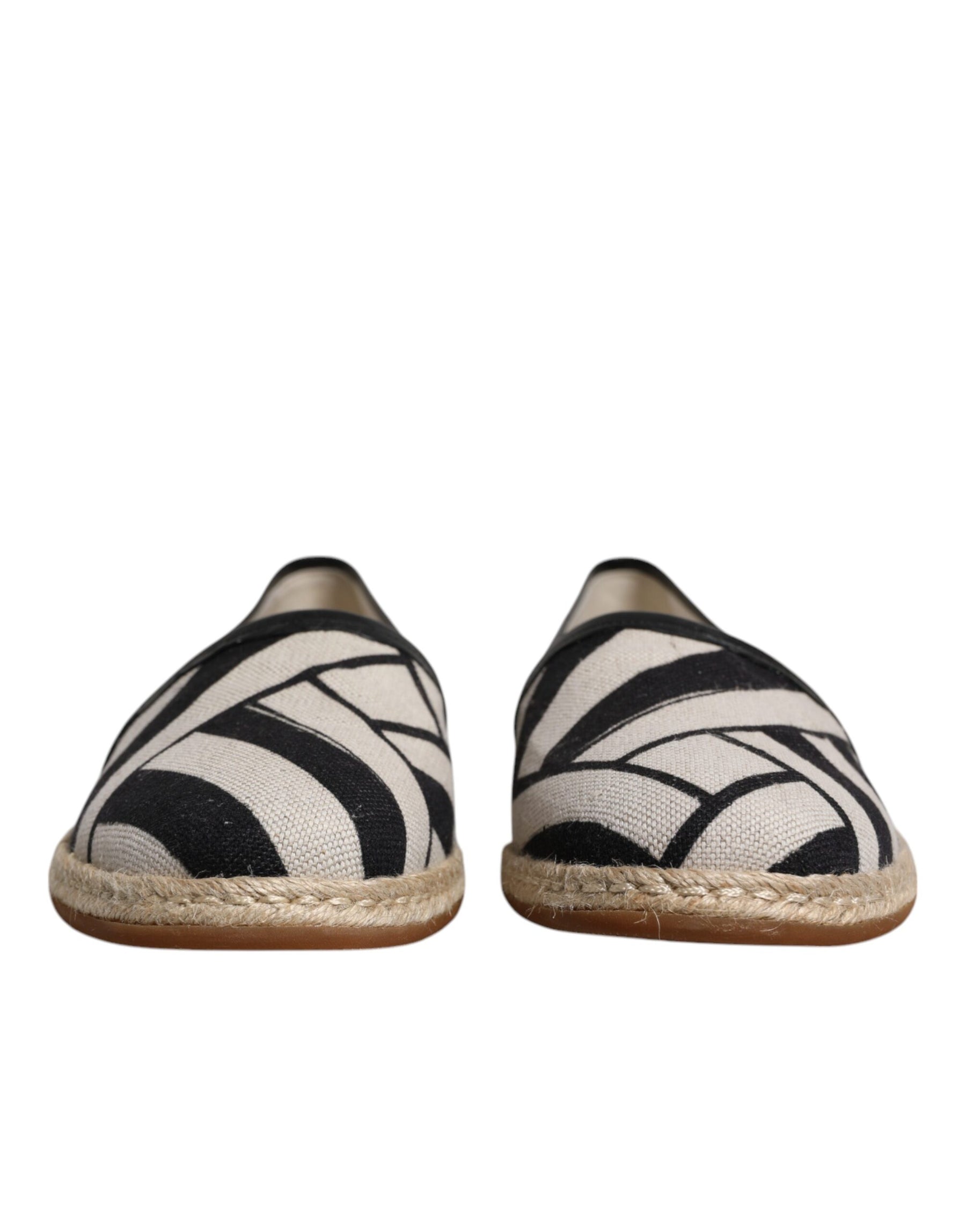 Dolce & Gabbana Black White Stripes Slip On Espadrille Shoes | Regal Royce
