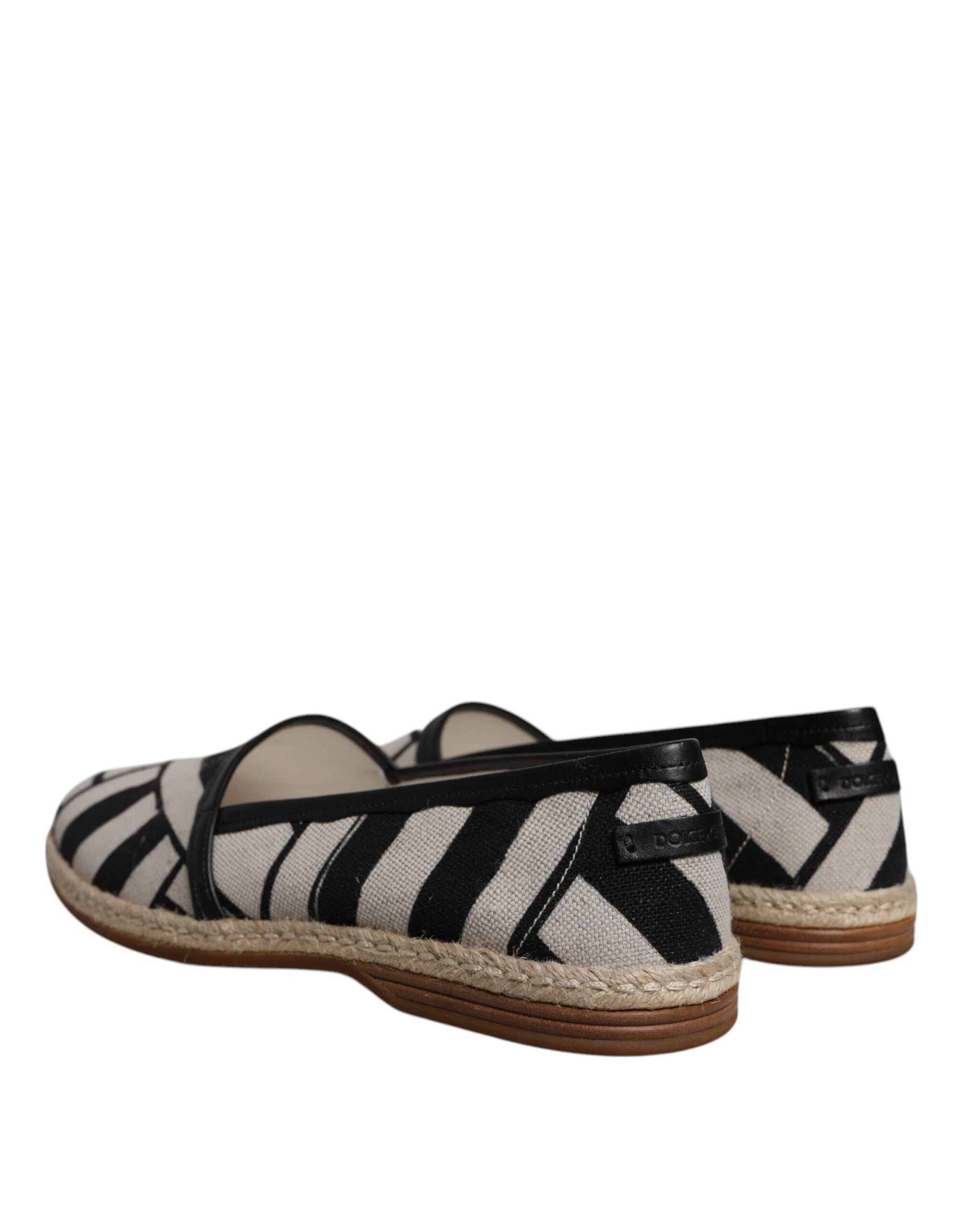 Dolce & Gabbana Black White Stripes Slip On Espadrille Shoes | Regal Royce