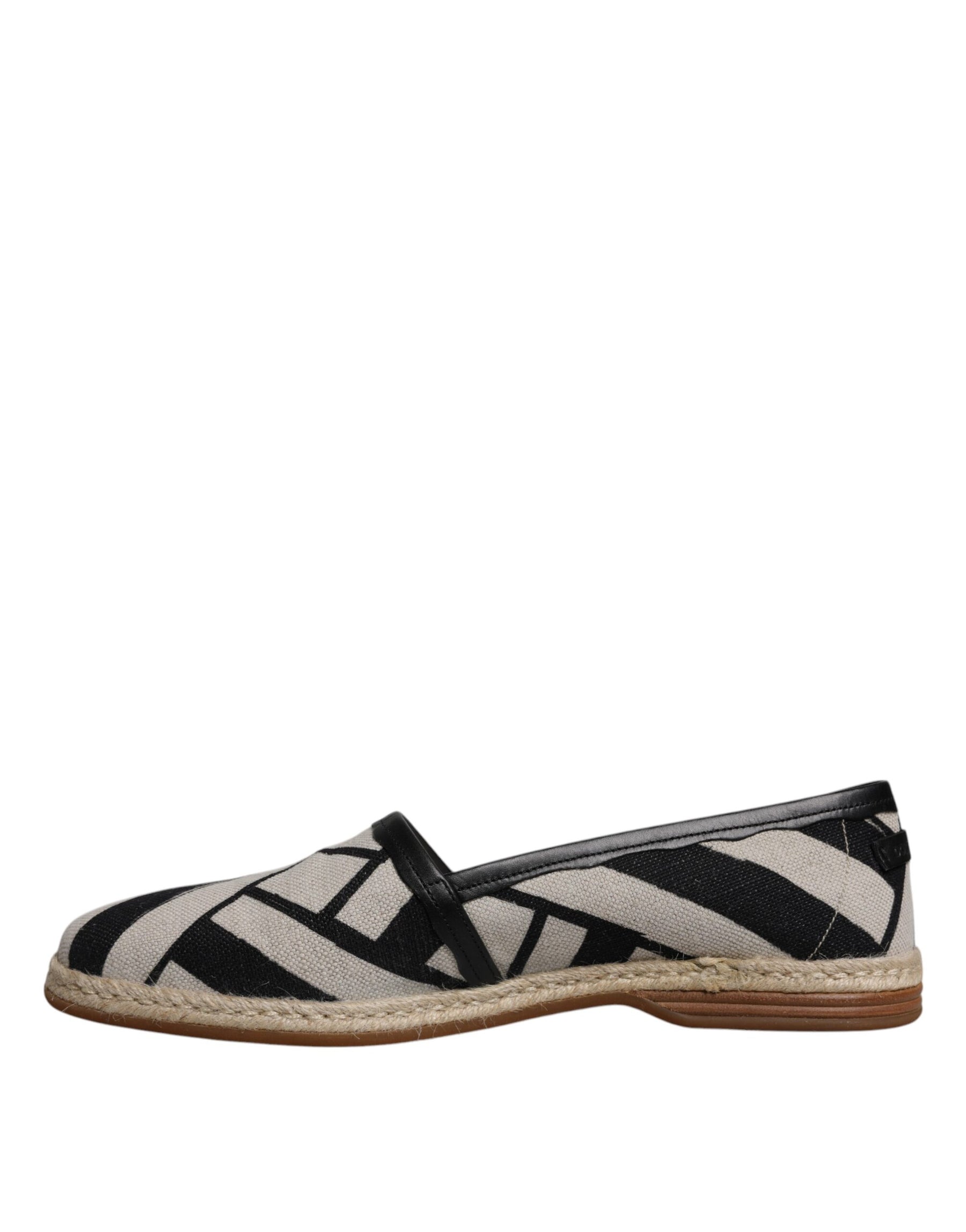 Dolce & Gabbana Black White Stripes Slip On Espadrille Shoes | Regal Royce