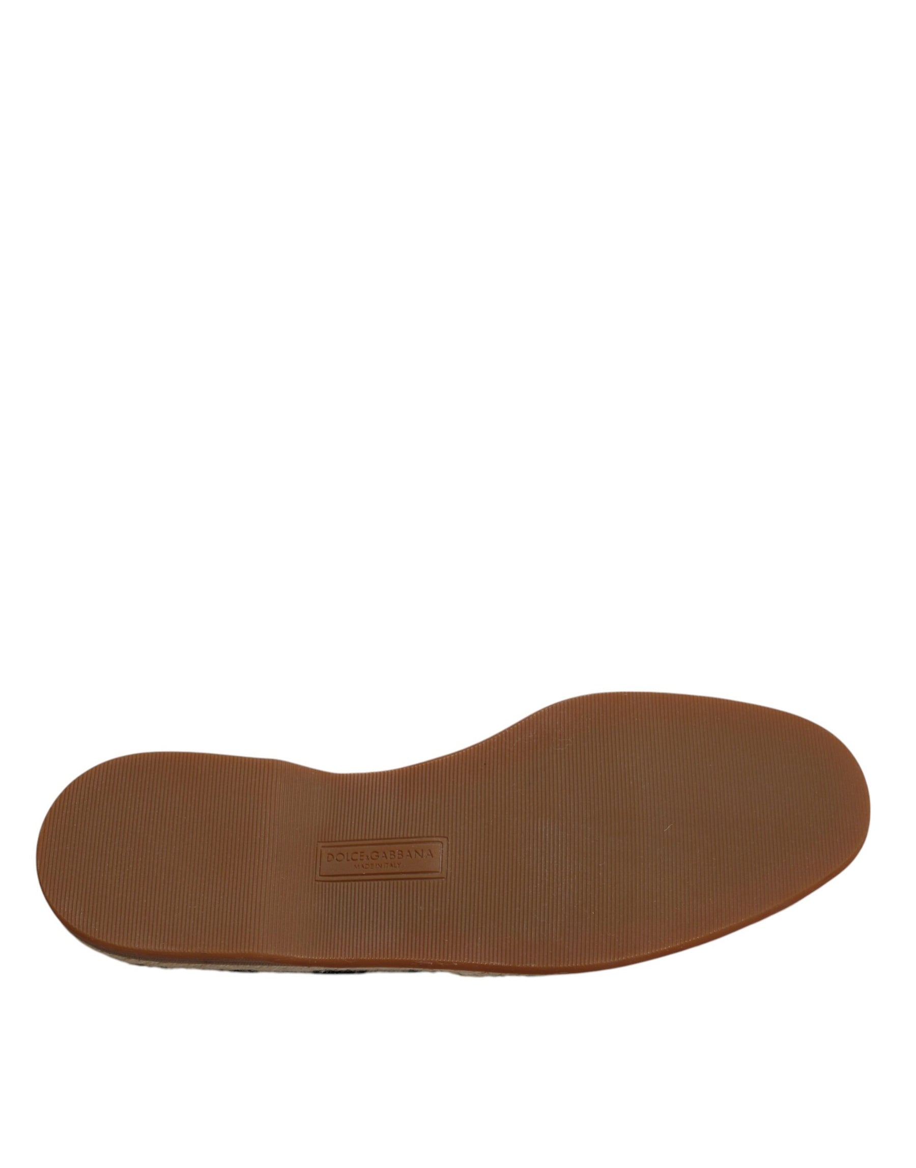 Dolce & Gabbana Black White Stripes Slip On Espadrille Shoes | Regal Royce