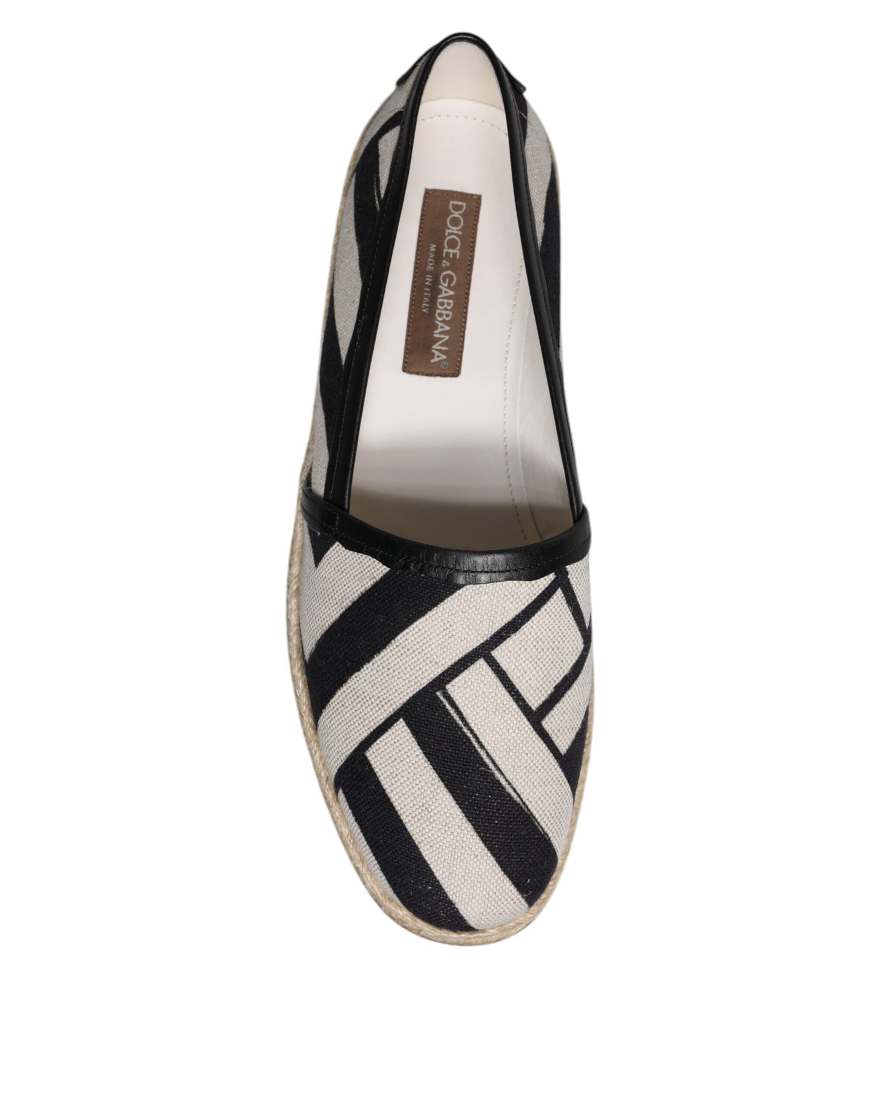 Dolce & Gabbana Black White Stripes Slip On Espadrille Shoes | Regal Royce