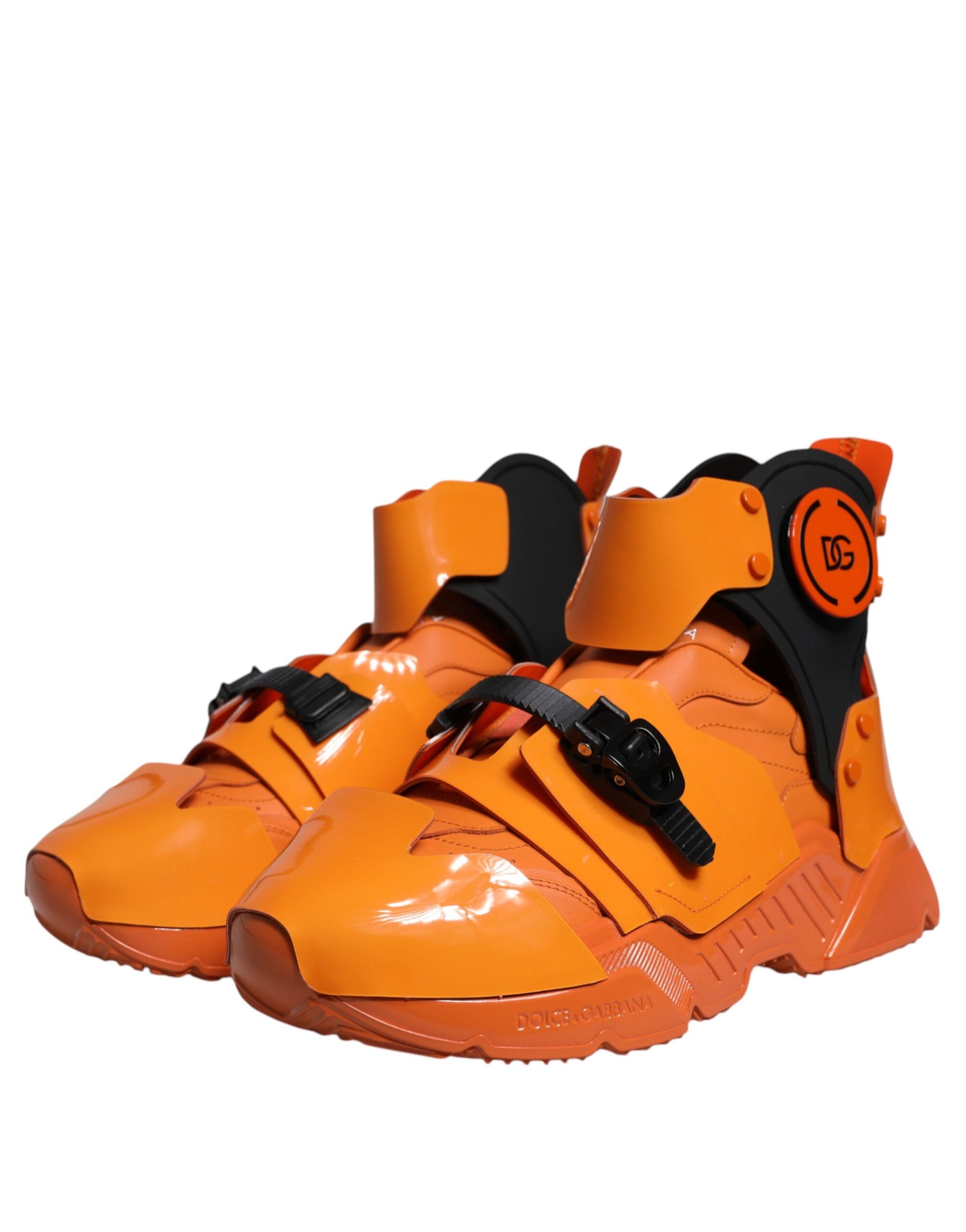 Dolce & Gabbana Orange Multi Panel Chunky High Top Sneakers Shoes | Regal Royce