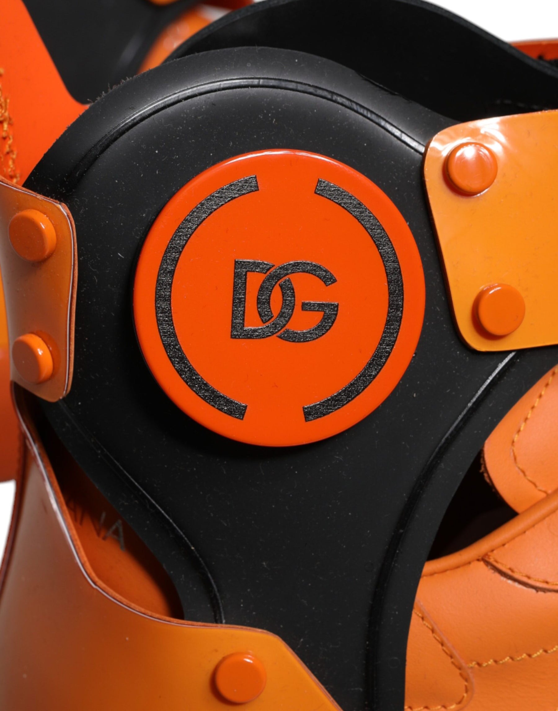 Dolce & Gabbana Orange Multi Panel Chunky High Top Sneakers Shoes | Regal Royce