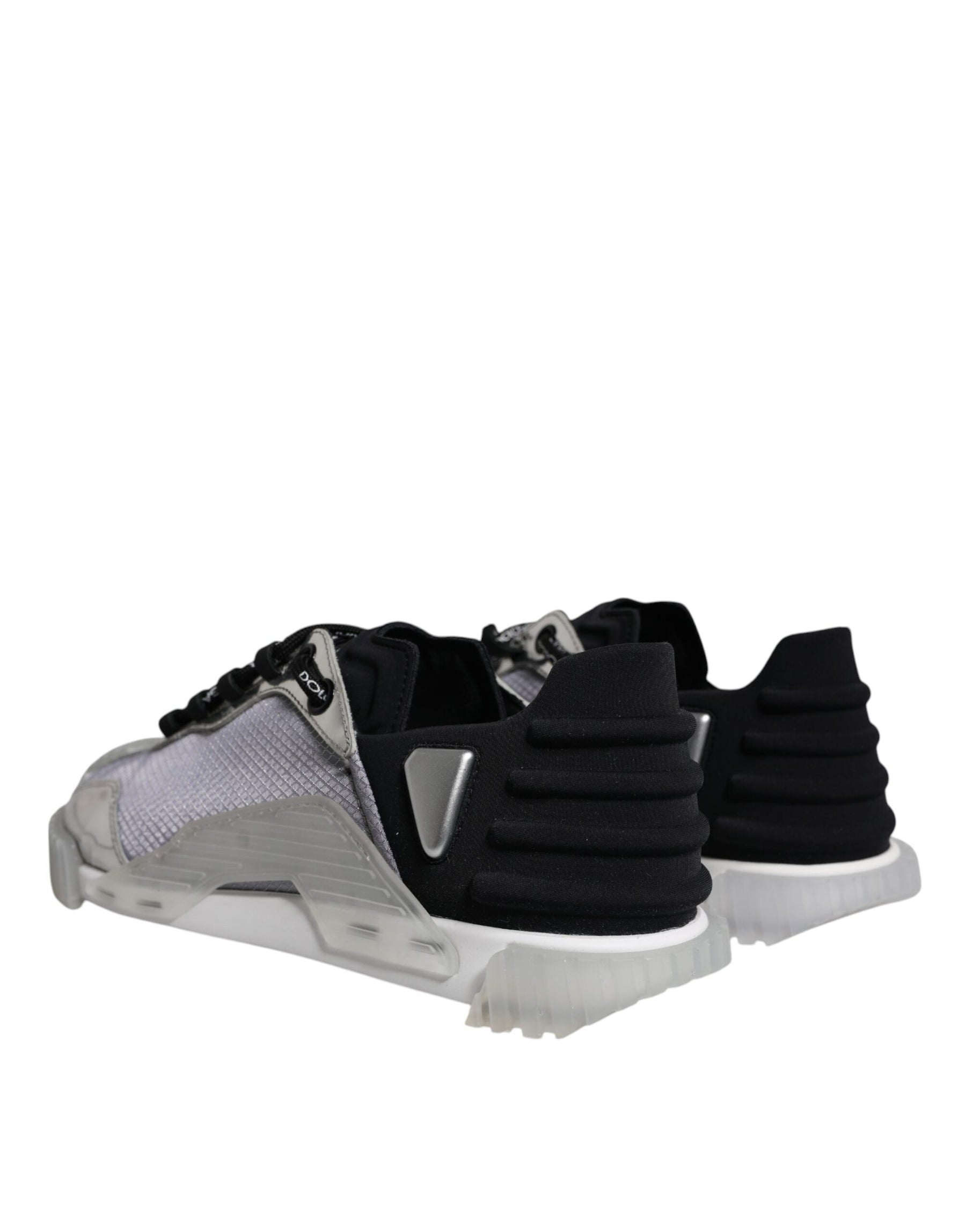 Dolce & Gabbana Silver Black Nylon NS1 Low Top Sneakers Shoes | Regal Royce