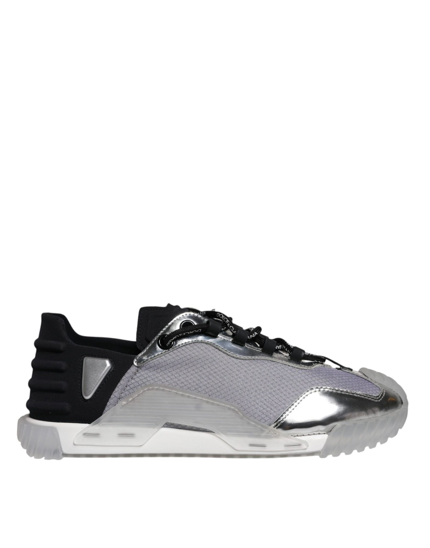 Dolce & Gabbana Silver Black Nylon NS1 Low Top Sneakers Shoes | Regal Royce