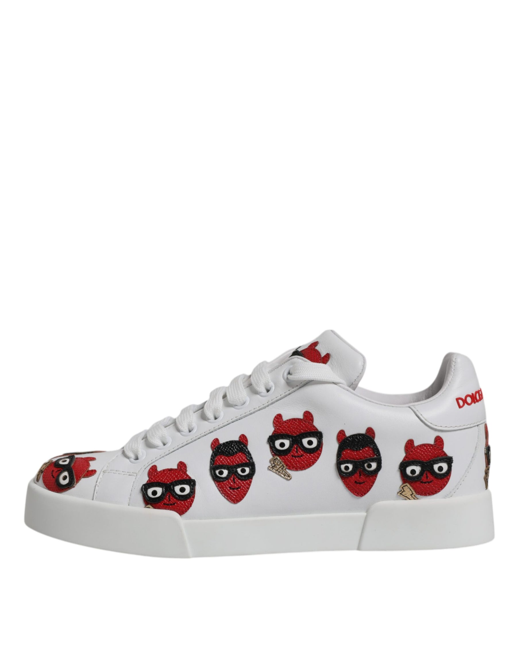 Dolce & Gabbana White Devil Face Portofino Sneakers Shoes | Regal Royce