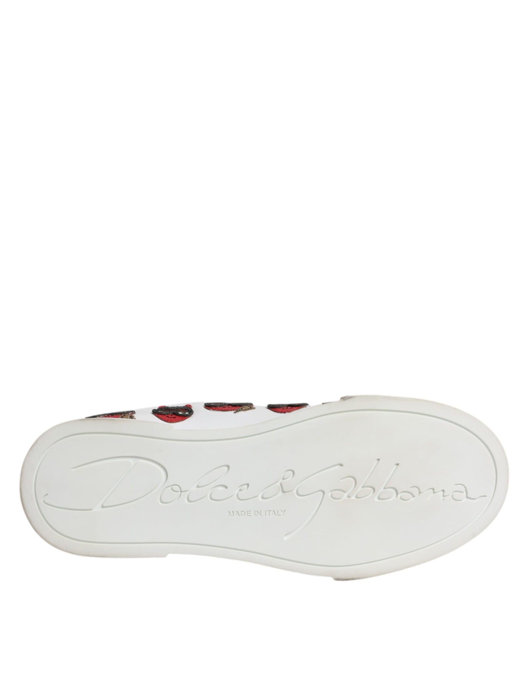 Dolce & Gabbana White Devil Face Portofino Sneakers Shoes | Regal Royce