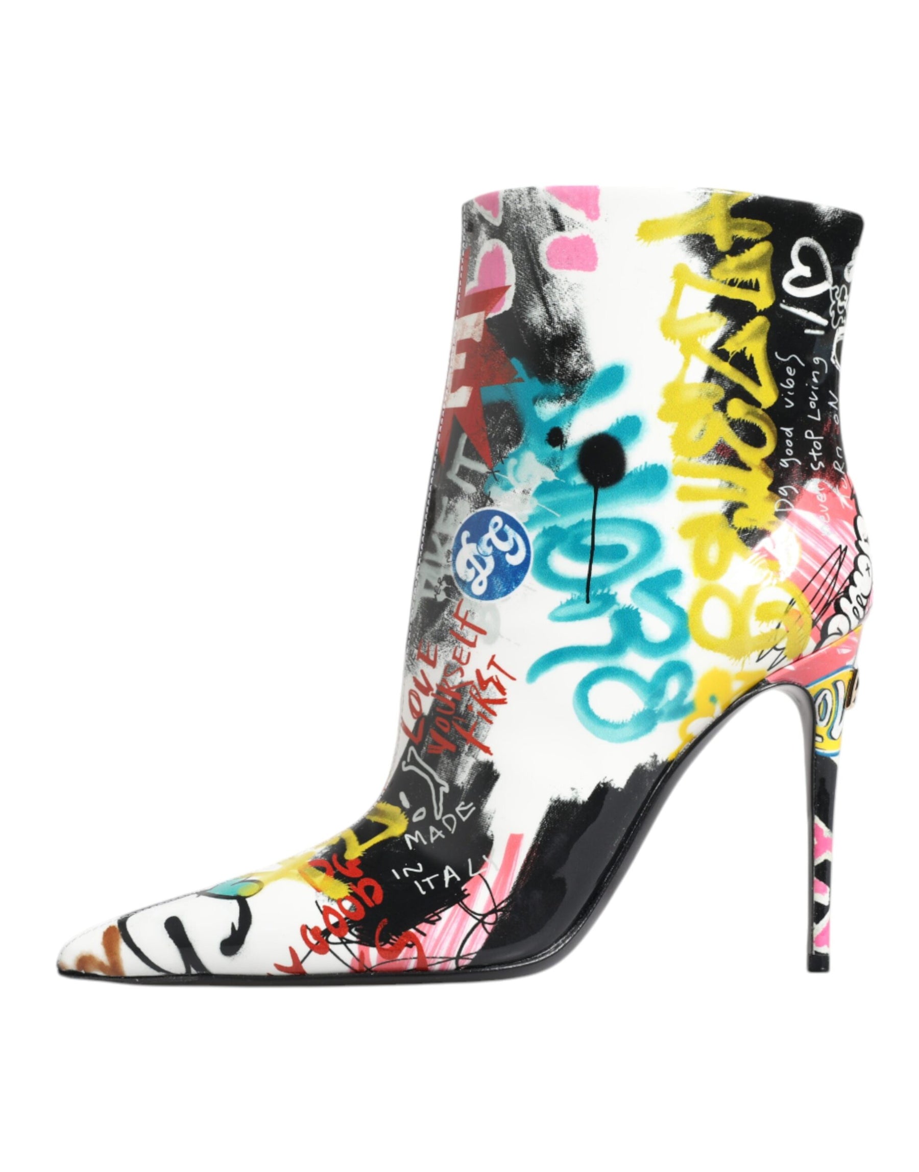 Dolce & Gabbana Multicolor Graffiti Keira Mid Calf Boots Shoes | Regal Royce