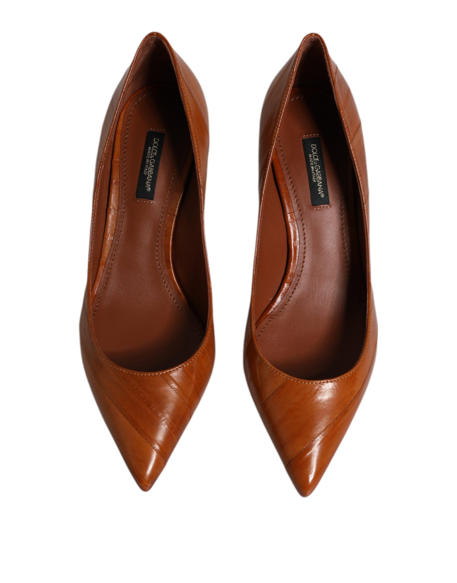 Dolce & Gabbana Brown Leather Kitten Heels Pumps Shoes | Regal Royce