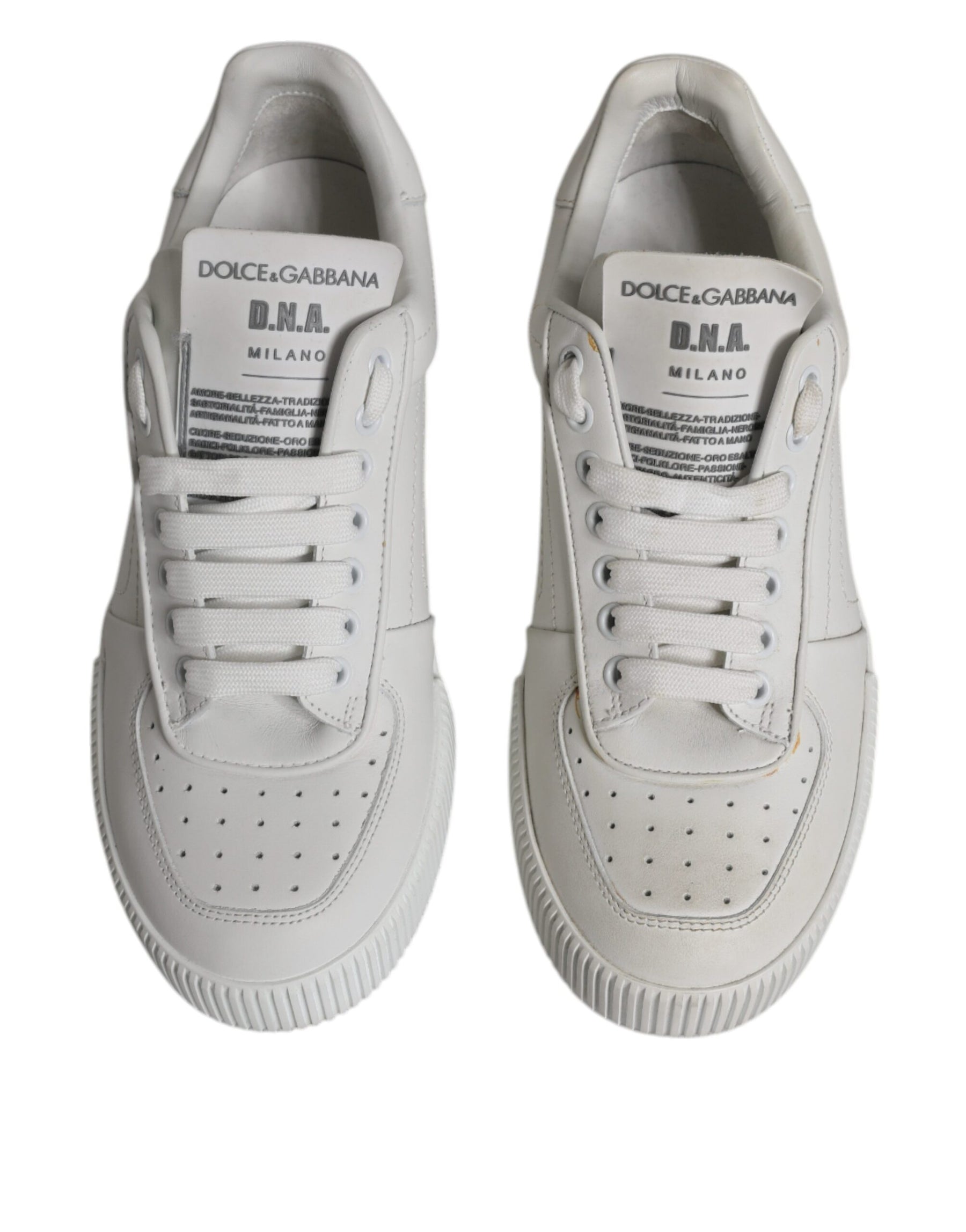 Dolce & Gabbana White Miami Leather Low Top Sneakers Shoes | Regal Royce