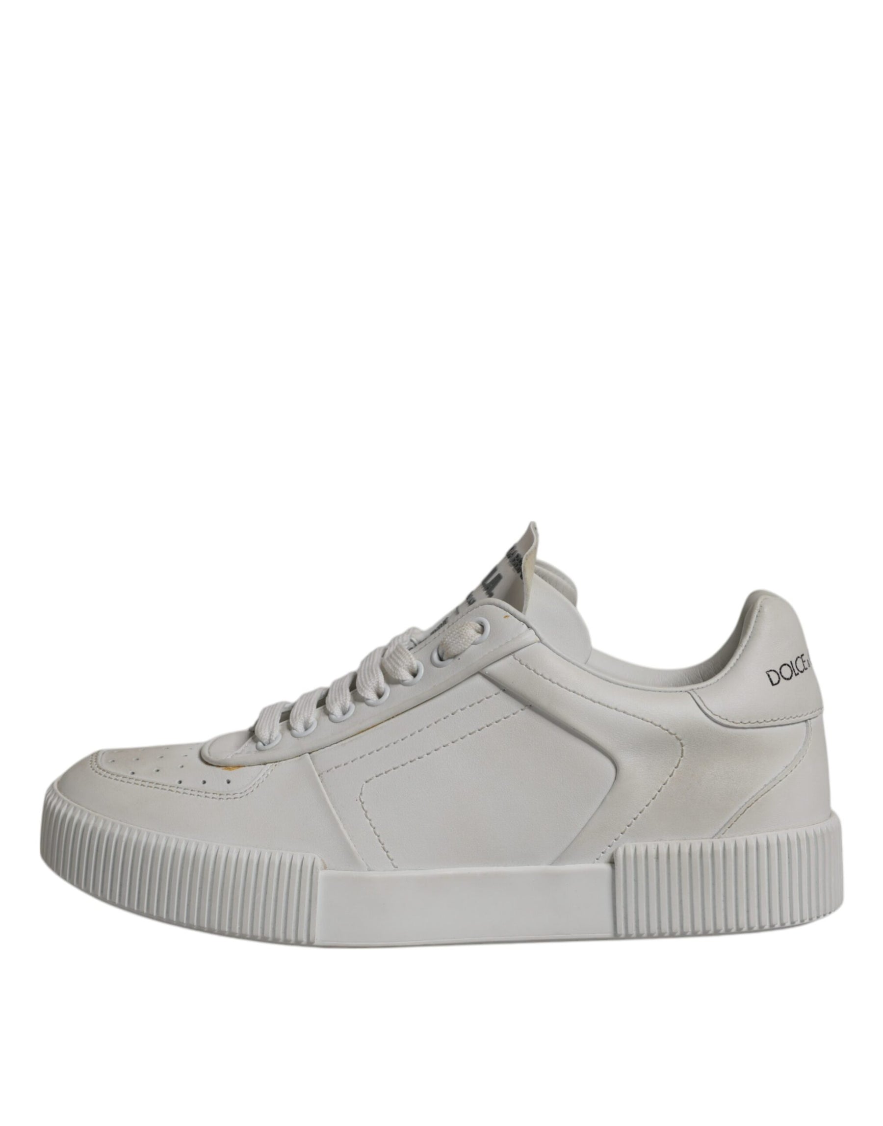Dolce & Gabbana White Miami Leather Low Top Sneakers Shoes | Regal Royce