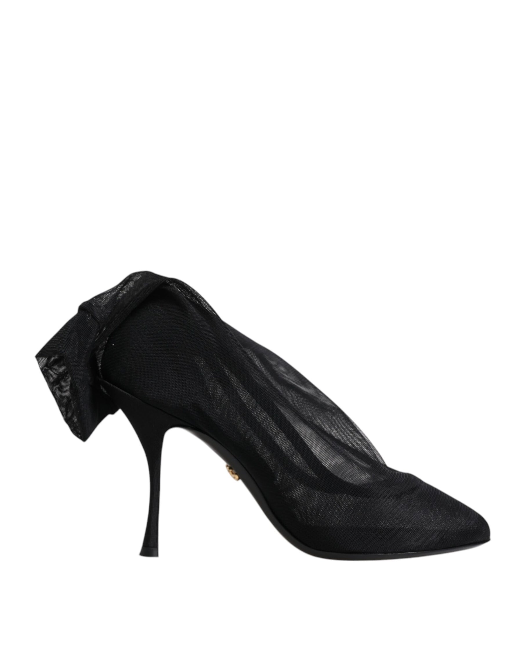 Dolce & Gabbana Black Silk Stretch Mesh Sock Boots Shoes | Regal Royce