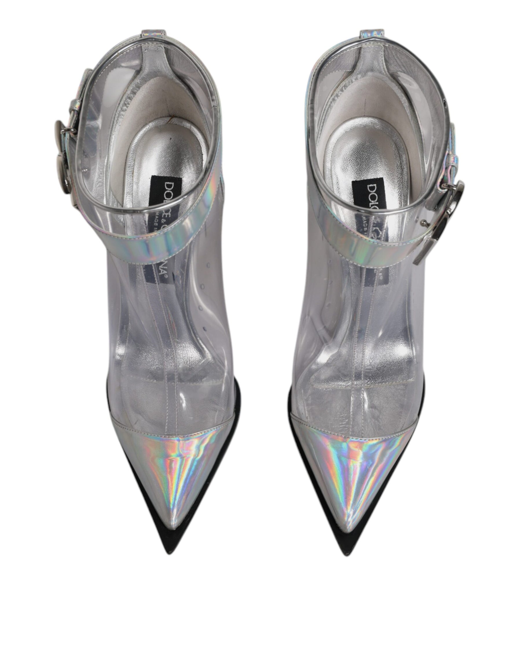 Dolce & Gabbana Silver Iridescent Pointed Short Boots Shoes | Regal Royce