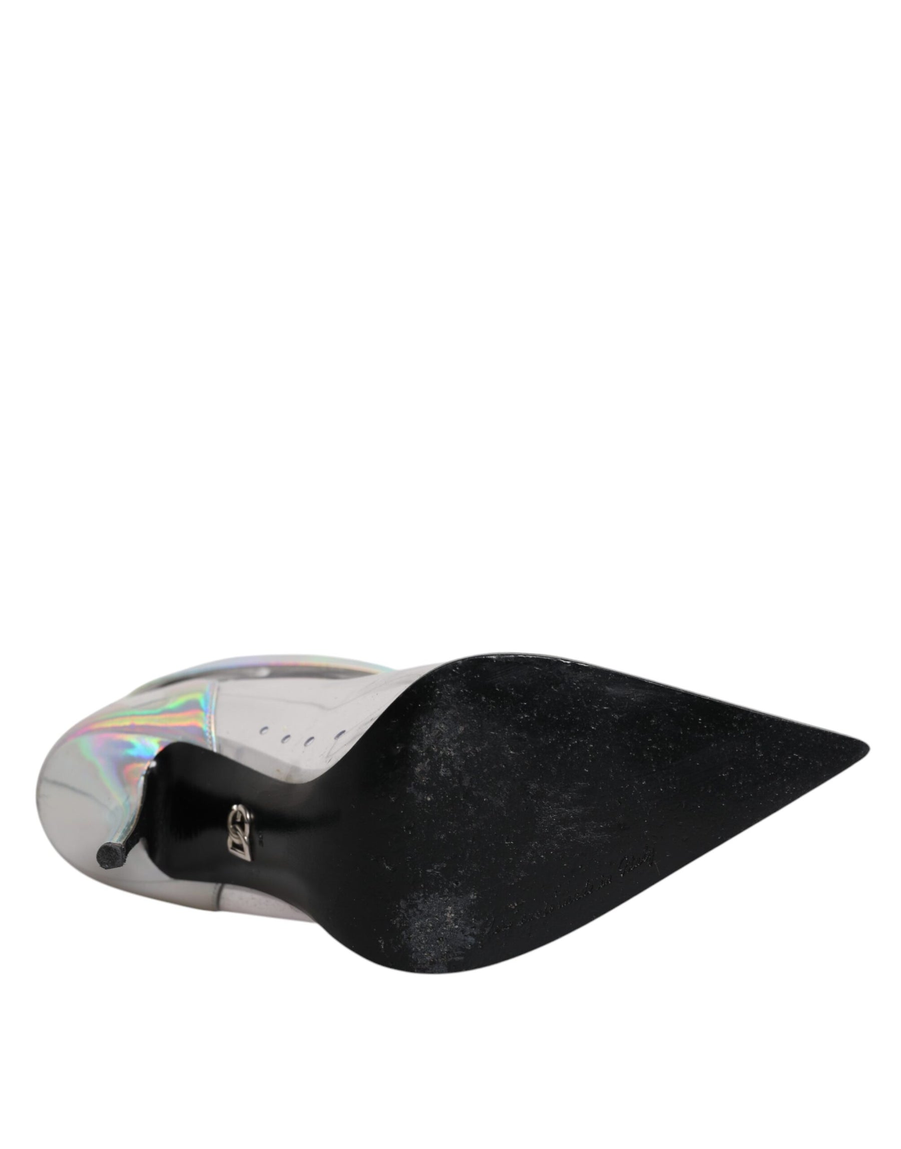 Dolce & Gabbana Silver Iridescent Pointed Short Boots Shoes | Regal Royce