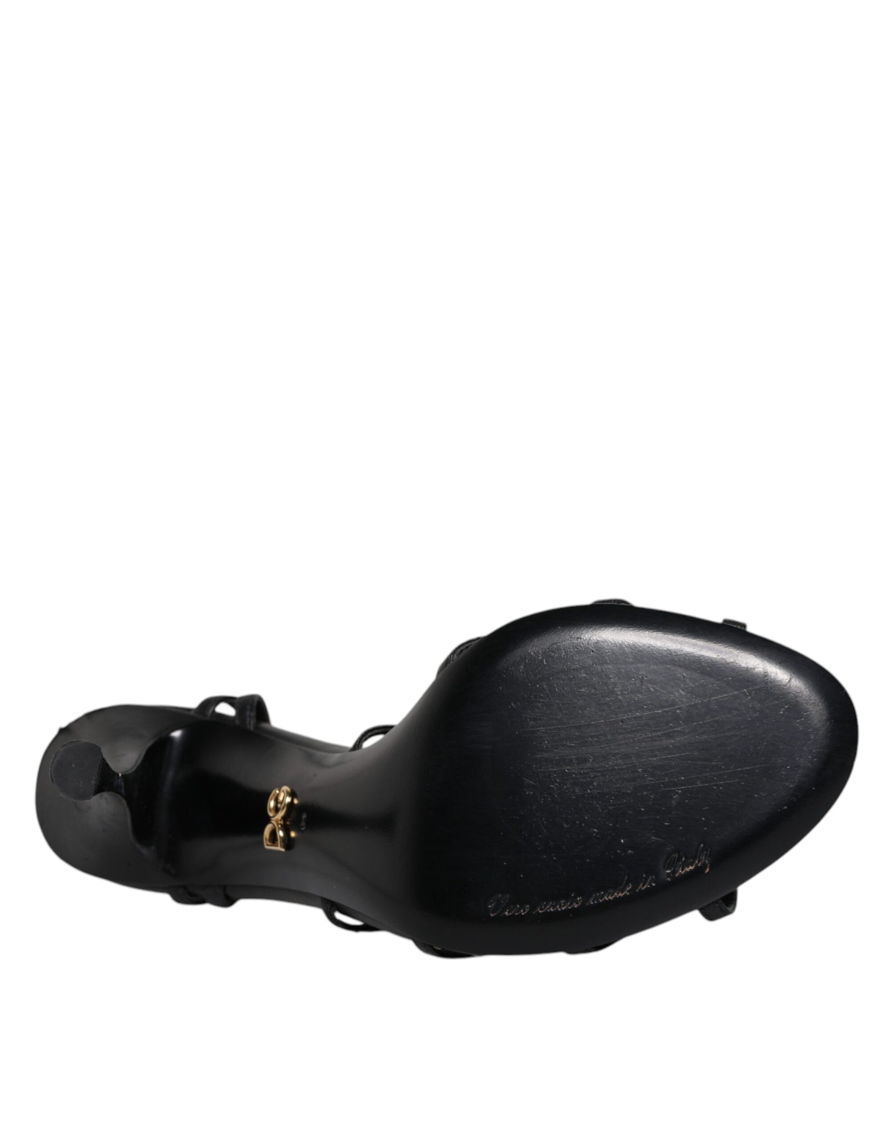 Dolce & Gabbana Black Leather High Heels Keira Sandals Shoes | Regal Royce