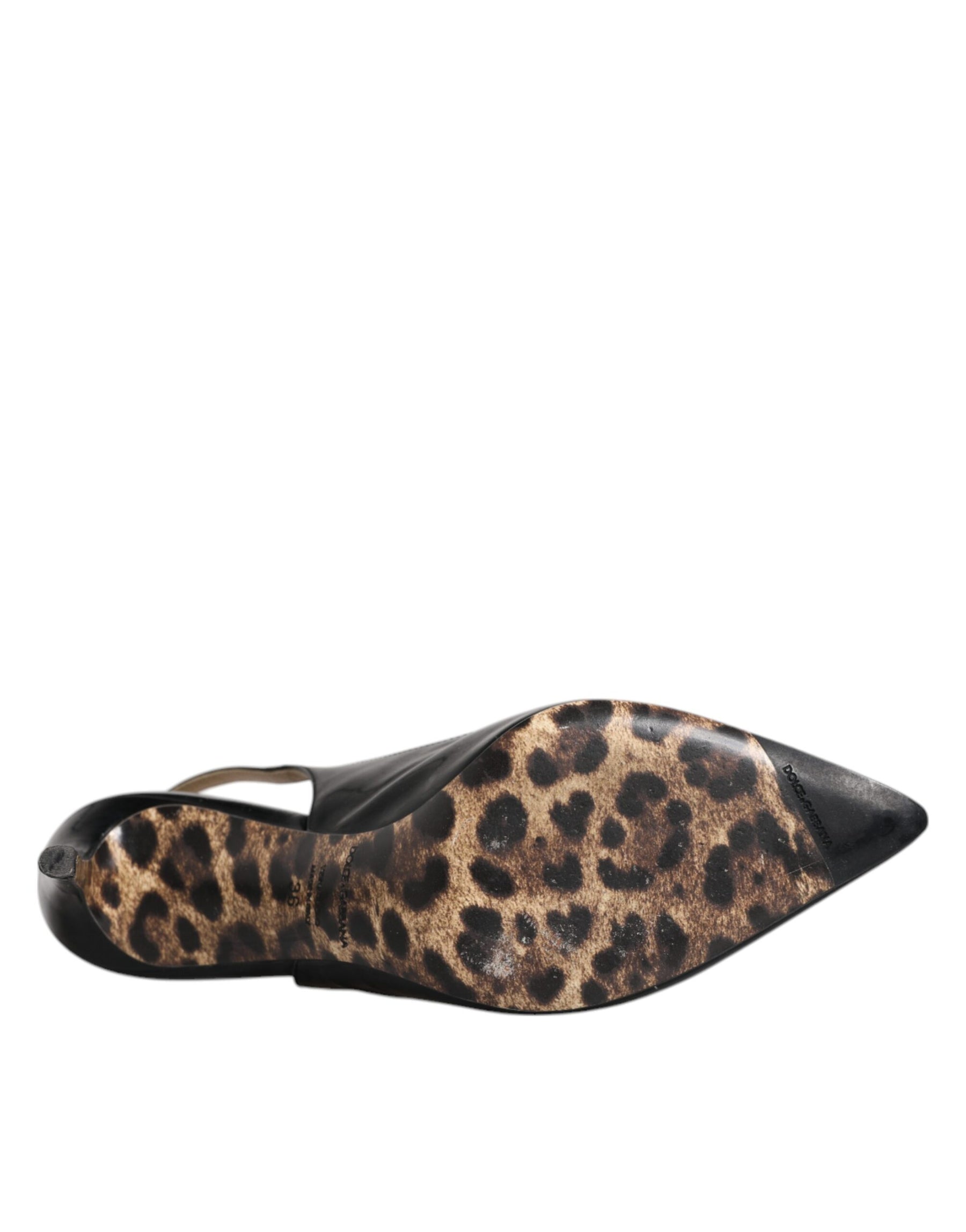Dolce & Gabbana Black Leather High Heels Slingbacks Shoes | Regal Royce
