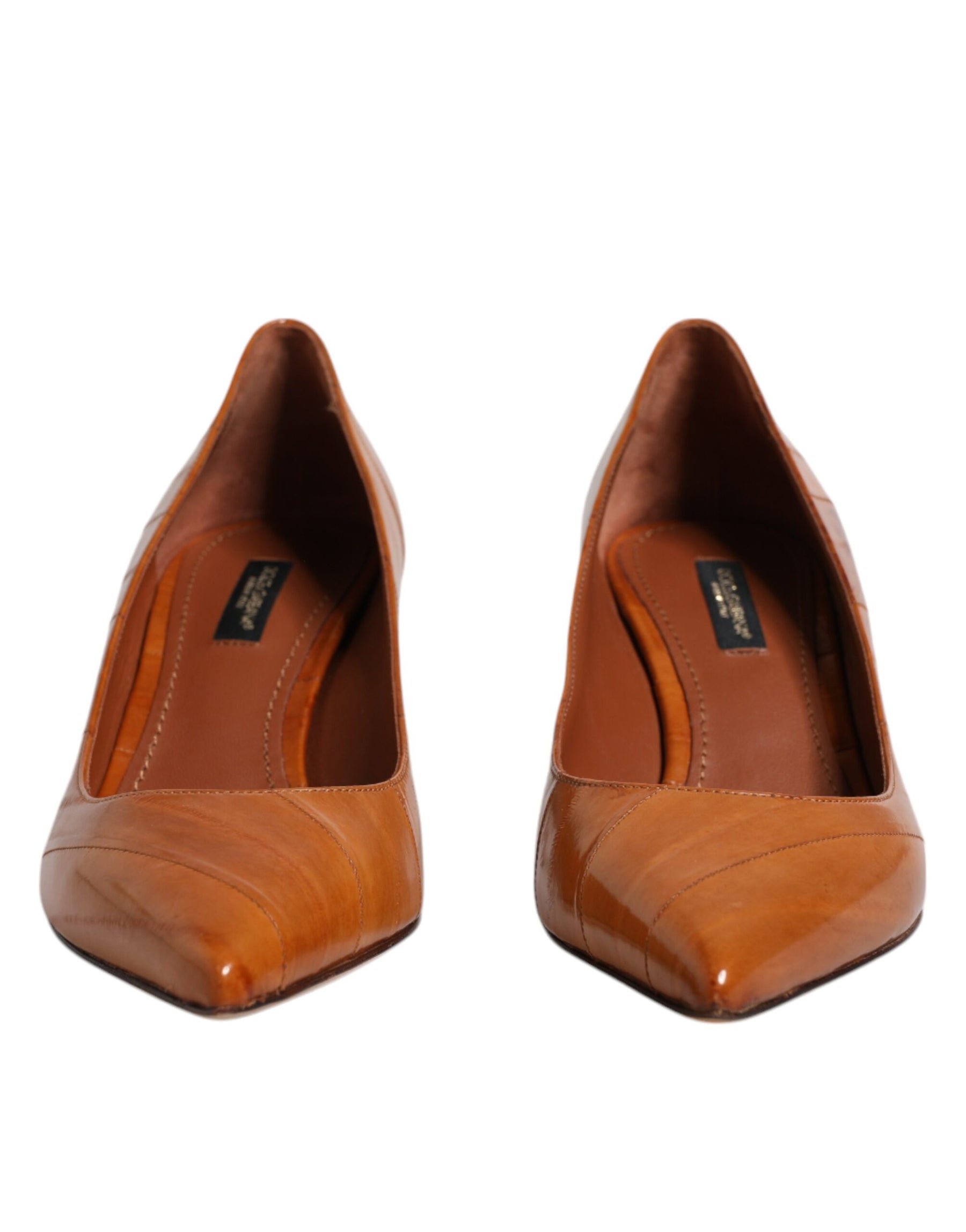 Dolce & Gabbana Brown Leather Kitten Heels Pumps Shoes | Regal Royce