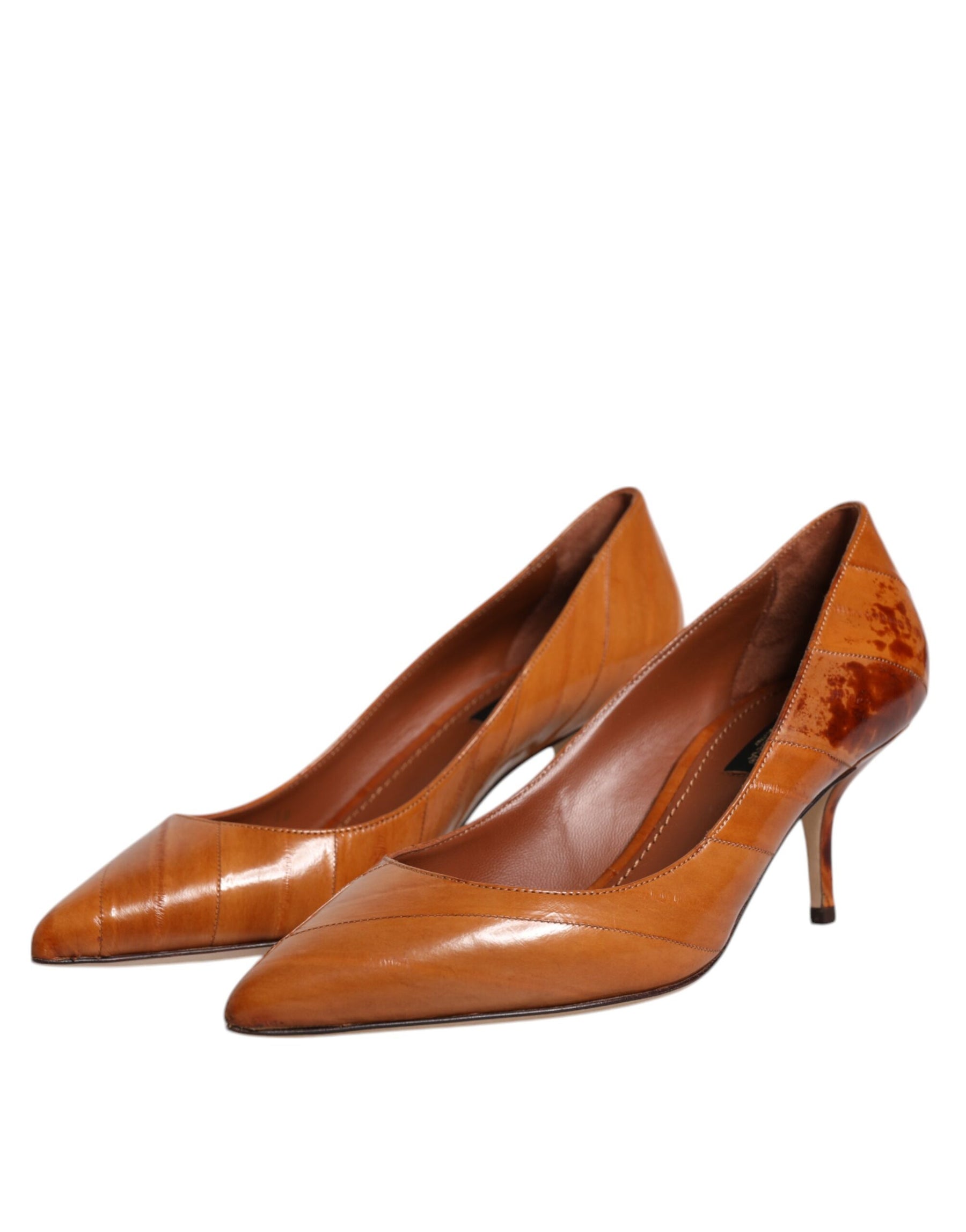 Dolce & Gabbana Brown Leather Kitten Heels Pumps Shoes | Regal Royce