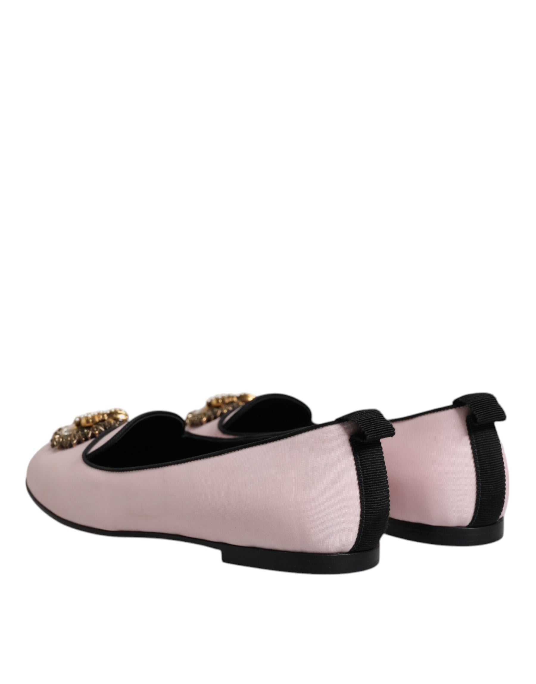 Dolce & Gabbana Light Pink Velvet Slip On Loafers Flats Shoes | Regal Royce