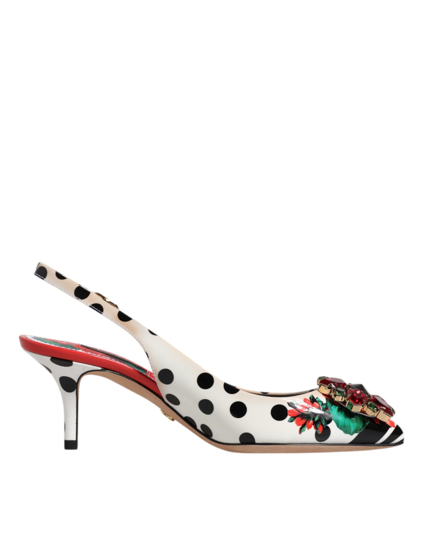 Dolce & Gabbana Multicolor Leather Crystal Heels Slingback Shoes | Regal Royce