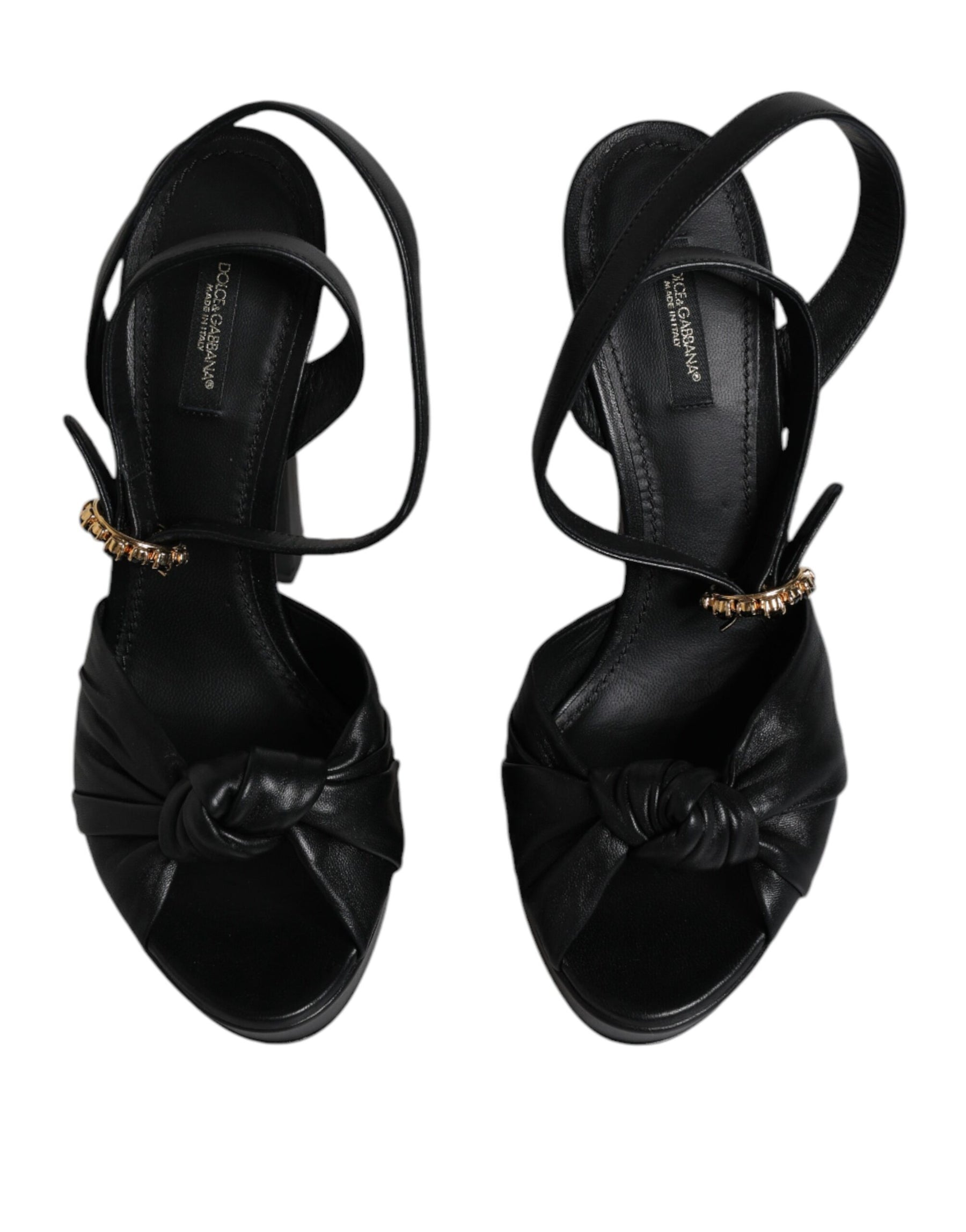 Dolce & Gabbana Black Leather Platform Heels Sandals Shoes | Regal Royce